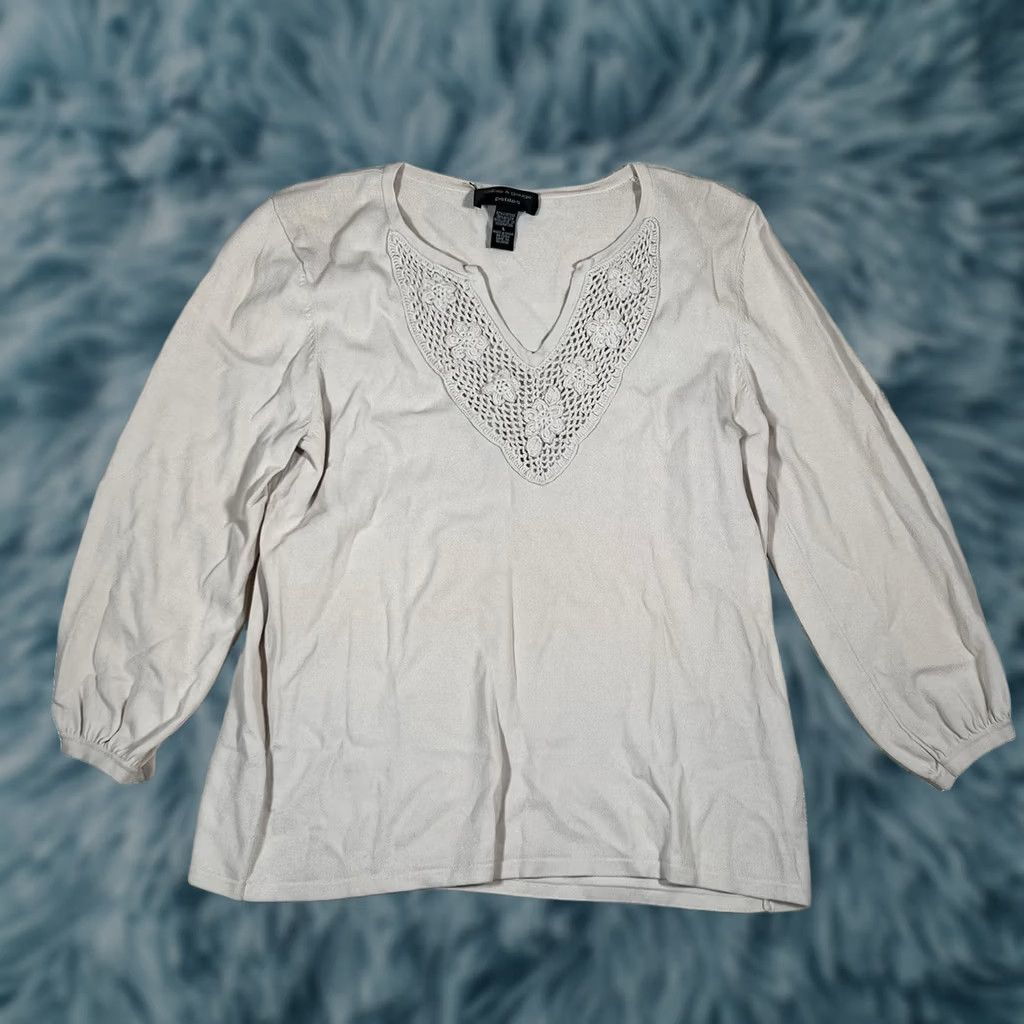 Vintage Cable & Gauge Blouse Women PL Petite Large Beige - Top, Blouse, Petite Large, Cable & Gauge, Beige, Women Size L / US 10 / IT 46 - 1 Thumbnail