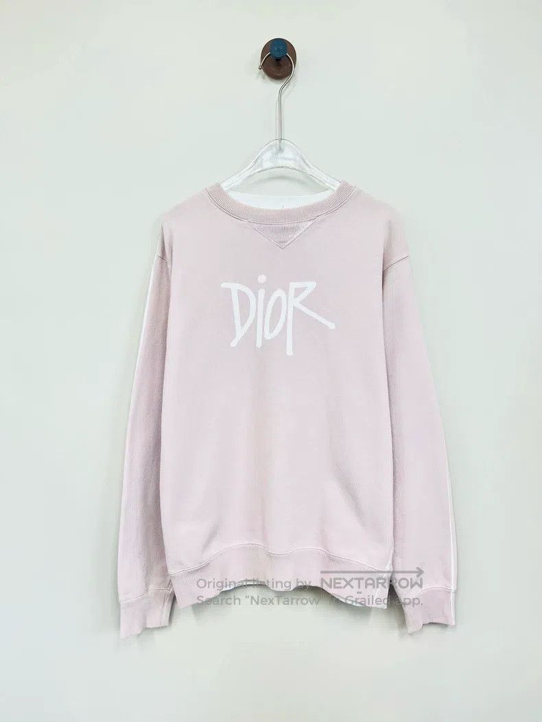 Dior Pink Embroidered Letter Logo Printed Long-Sleeved Swe