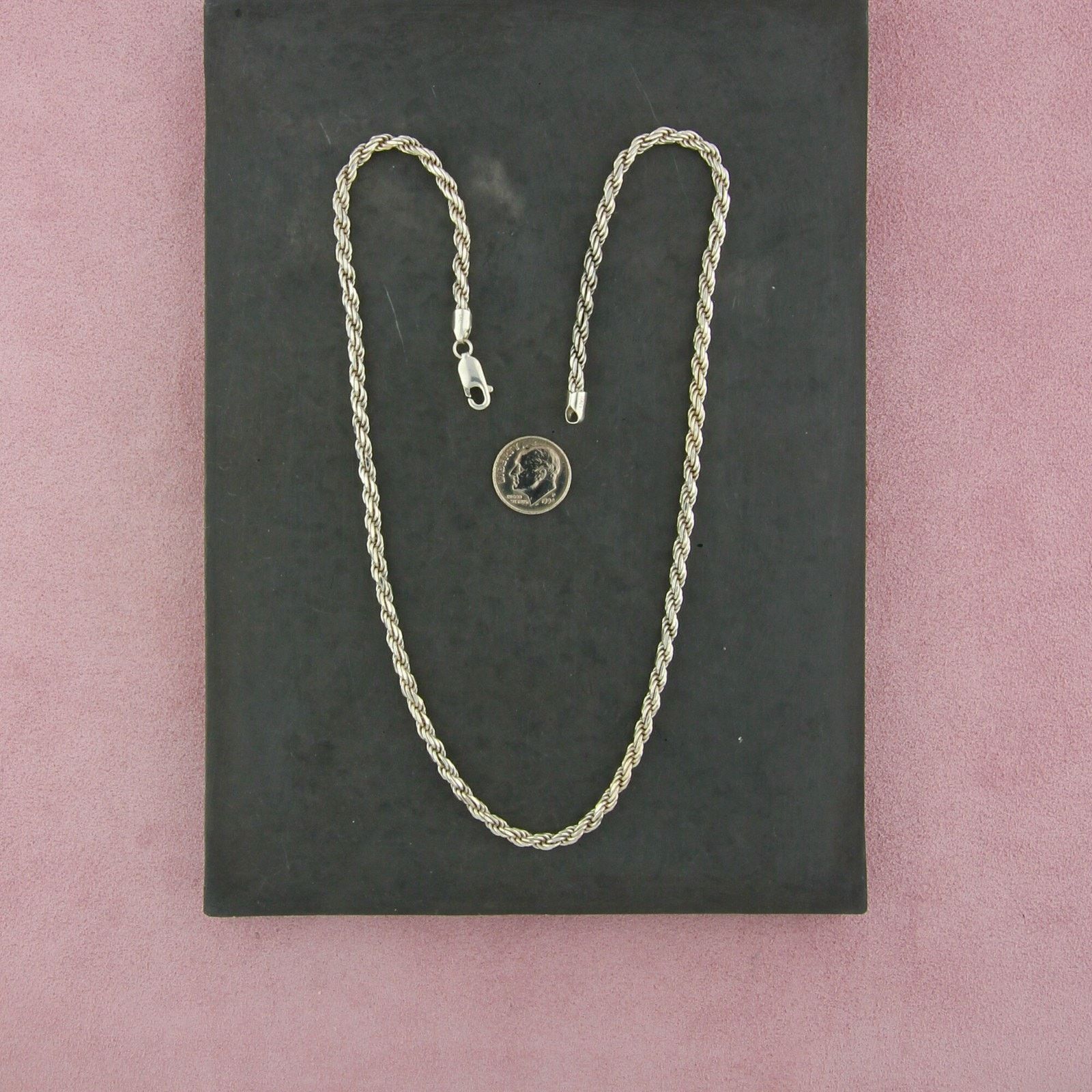Sterling Silver sterling silver mens 4mm rope chain necklace size 19.75in Size ONE SIZE - 2 Thumbnail