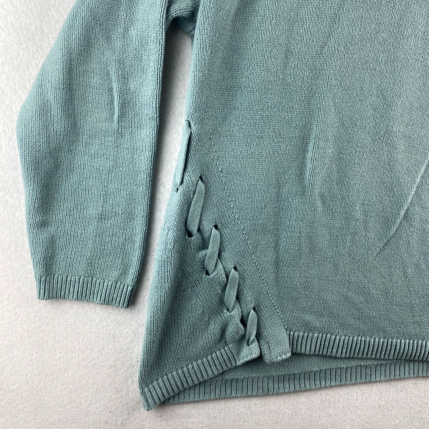 Vintage Rock & Republic Sweater Womens 2XL Blue Pullover Long Sleeve Lace Side Tie Size XXL / US 16-18 / IT 52-54 - 5 Thumbnail