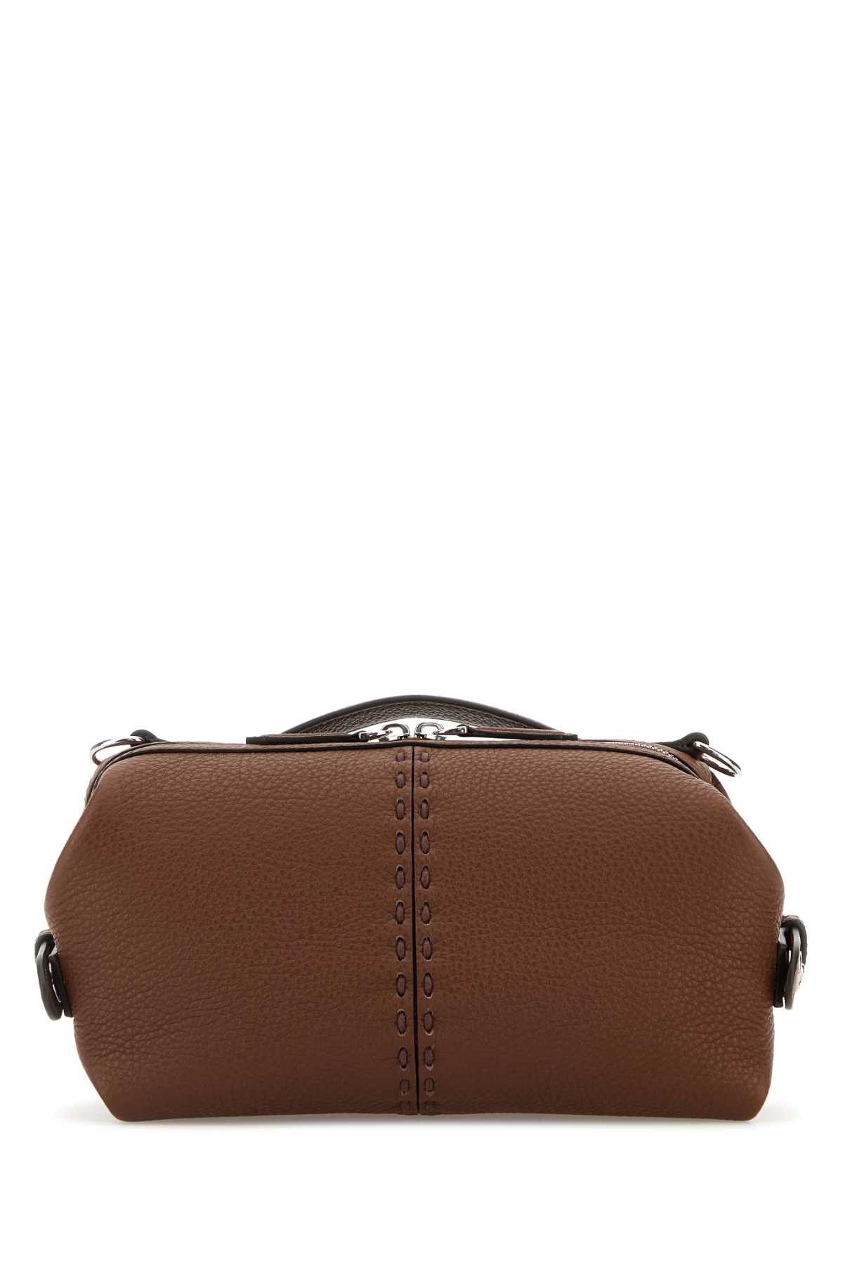 Fendi Brown Leather Small Fendi Siesta Ff Selleria Handbag Size ONE SIZE - 1 Thumbnail