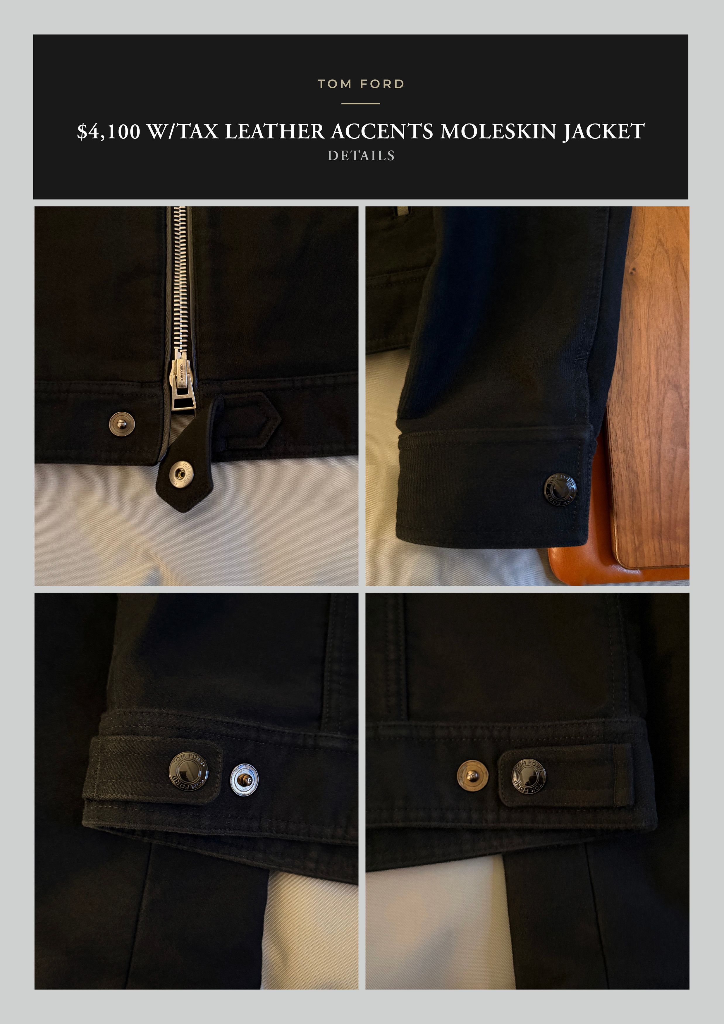 Tom Ford Coveted Ultra-Rare $4,100 w/tax Moleskin Leather Accents Size US M / EU 48-50 / 2 - 23 Thumbnail