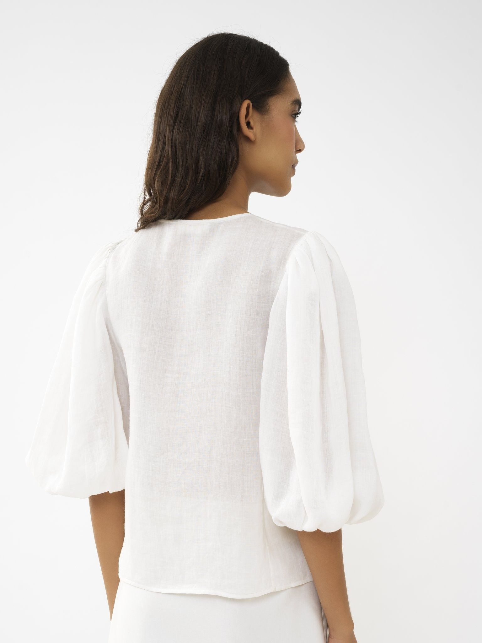 Chloe oc11z0525 Collarless Blouse in White Size XL / US 12-14 / IT 48-50 - 4 Thumbnail