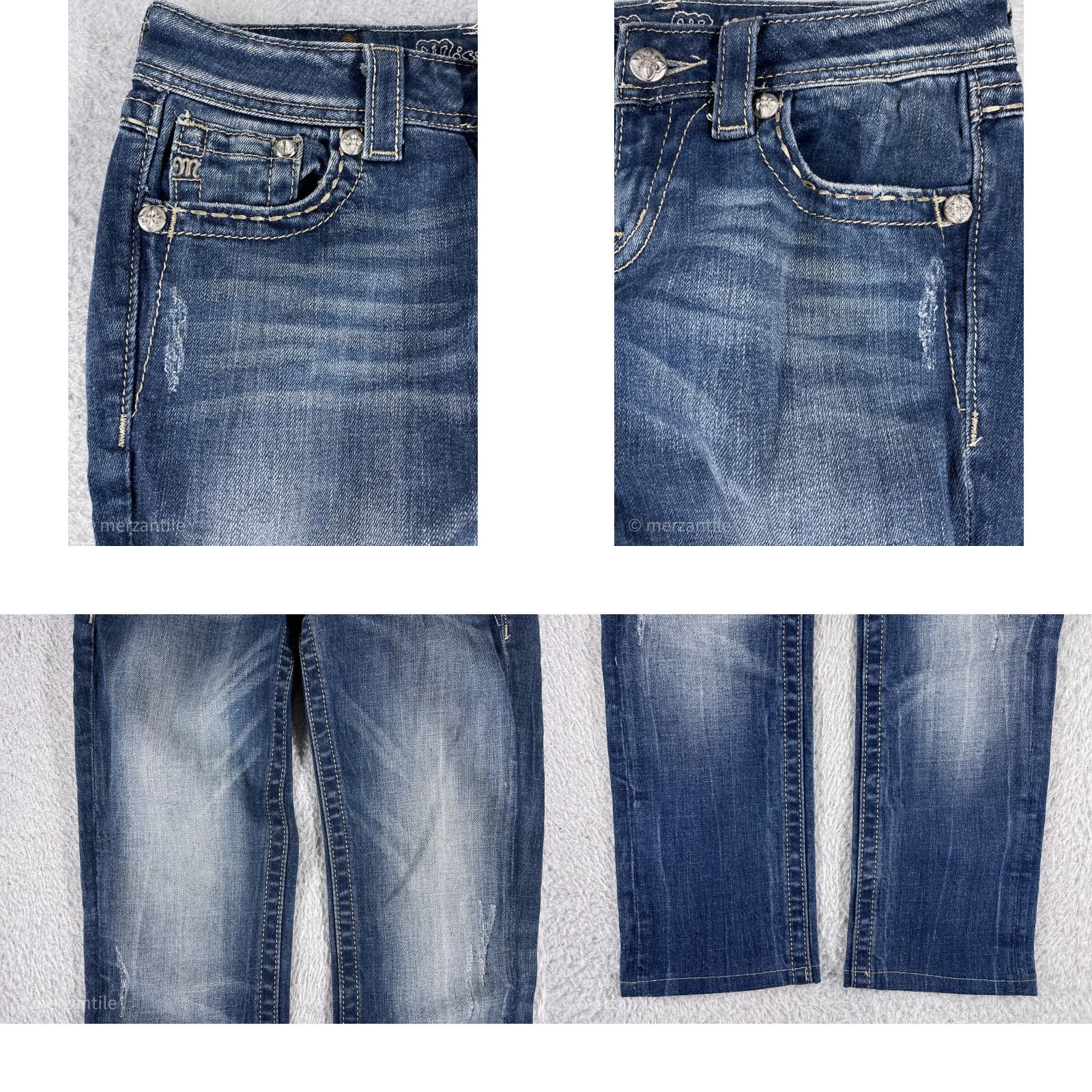 Miss Me Miss Me Jeans Women 26 Blue Denim Straight Leg Embellished Bling JE5616T4R Size 26" / US 2 / IT 38 - 8 Thumbnail