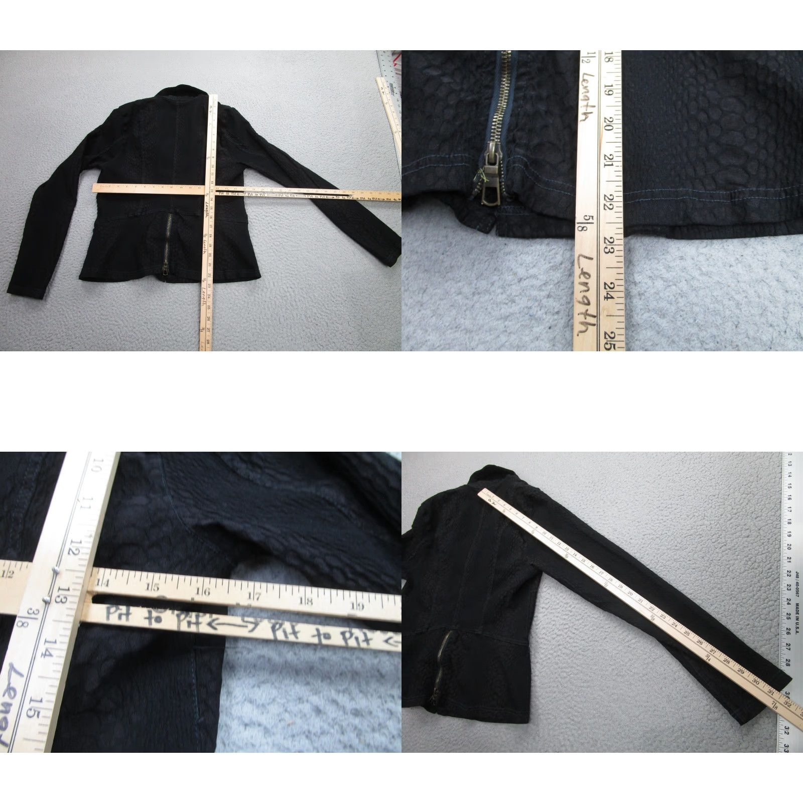 Vintage XCVI Blazer Womens Large Black Textured Grommet Lapel Jacket Notch 4-Button Stretch 72% Rayon 25% Nylon 3% Spandex Modern Size L / US 10 / IT 46 - 8 Thumbnail