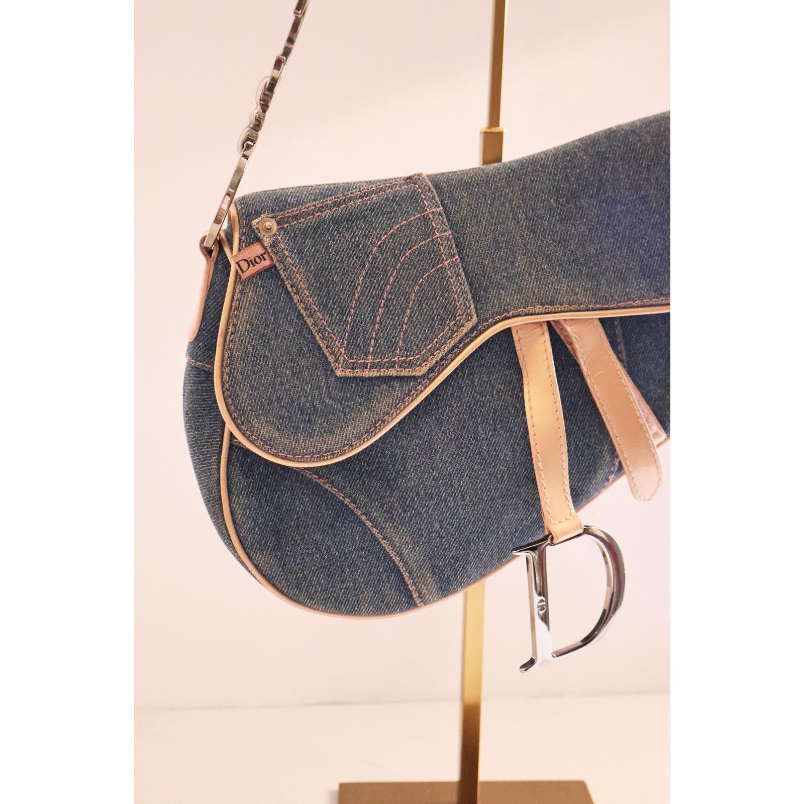 Dior RARE Christian Dior Blue Denim Saddle Bag Size ONE SIZE - 3 Thumbnail
