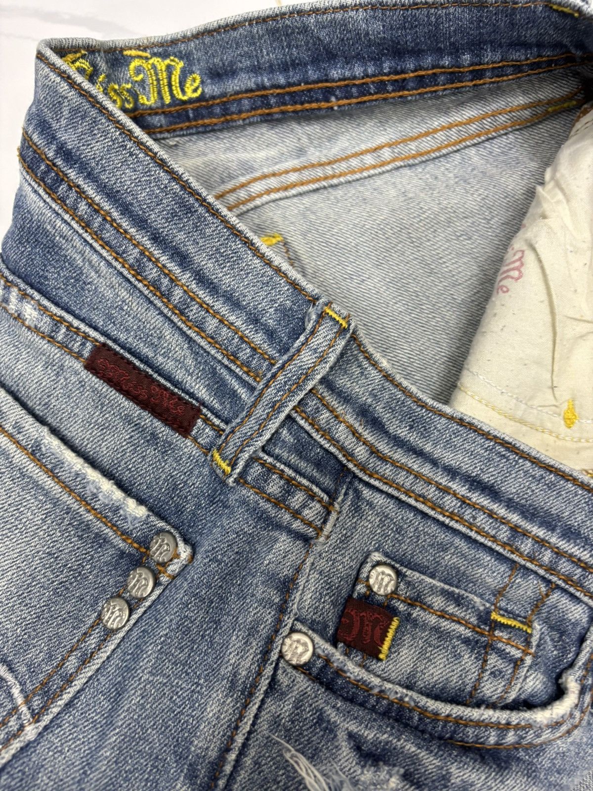 MR & MRS ITALY × Miss Me Vintage Flared Jeans Miss Me Bootcut Distressed Denim Jeans Size 28" / US 6 / IT 42 - 10 Thumbnail