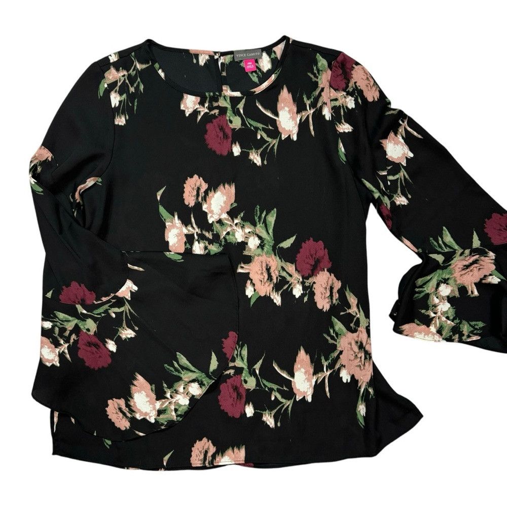 Vince Camuto NWT New $89 Vince Camuto Black Floral Windswept Bell Sleeve Size M / US 6-8 / IT 42-44 - 6 Thumbnail