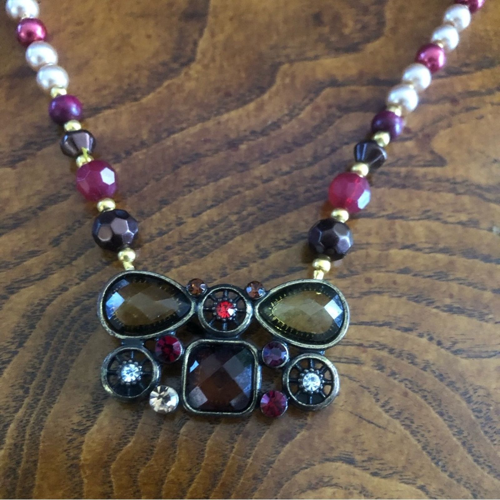 Handmade Handcrafted repurpose regal look pendant Pearl necklace Size ONE SIZE - 11 Thumbnail
