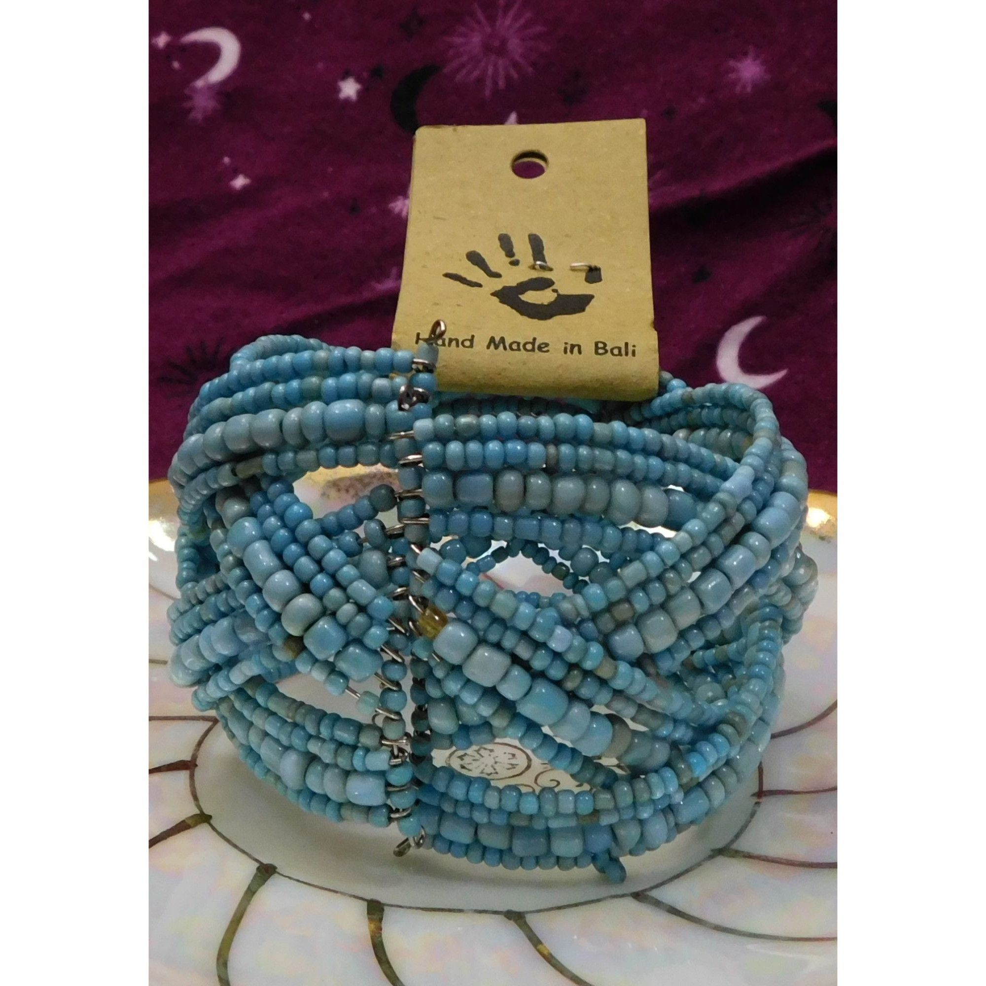 Other Archipelago Handmade Blue beaded Cuff Bracelet Size ONE SIZE - 3 Thumbnail