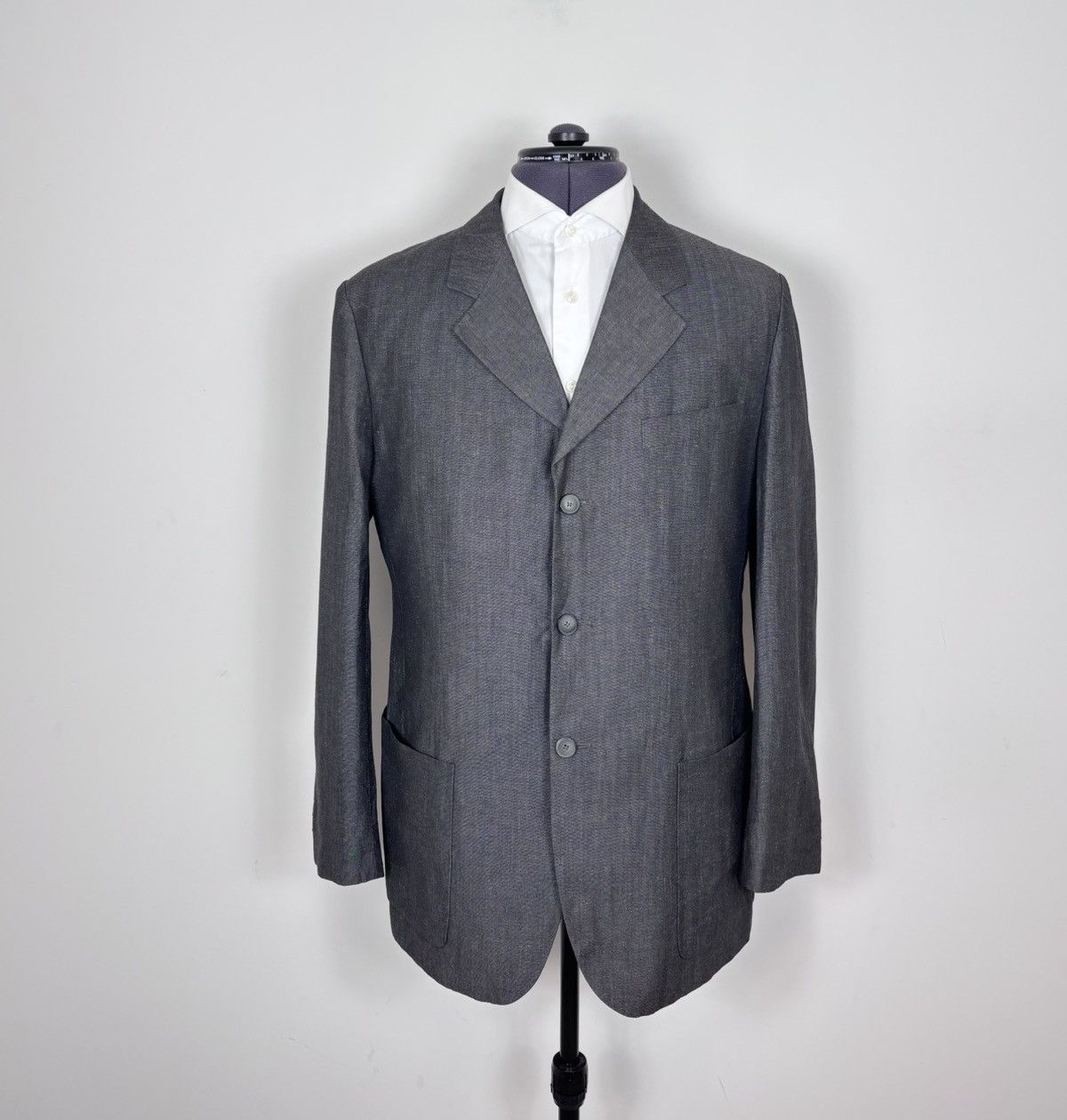 Dolce & Gabbana Dolce & Gabbana Men’s Vintage Grey Linen Wool Blazer Jacket Size 44R - 1 Thumbnail