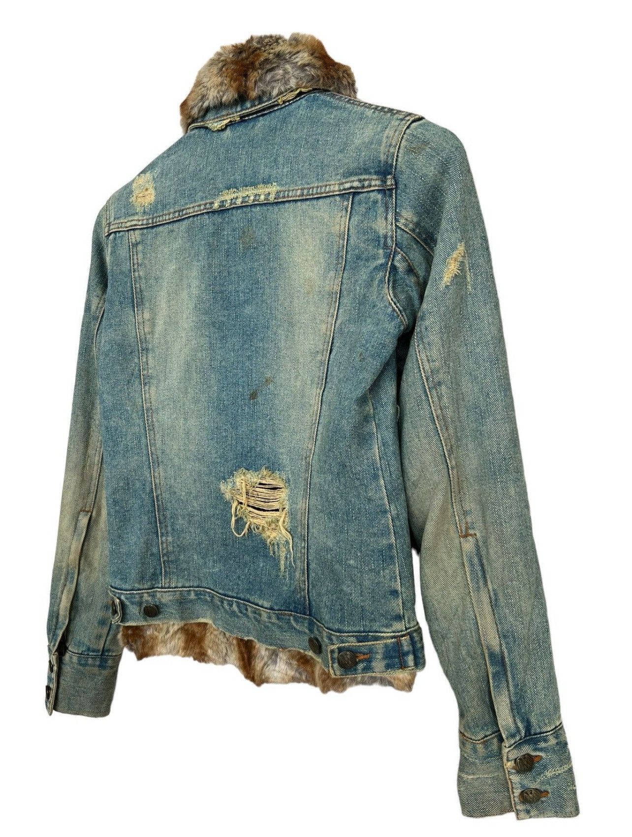 Japanese Brand Japanese Brand Fur Denim Jacket Distressed Denim Jacket S Size S / US 4 / IT 40 - 6 Thumbnail