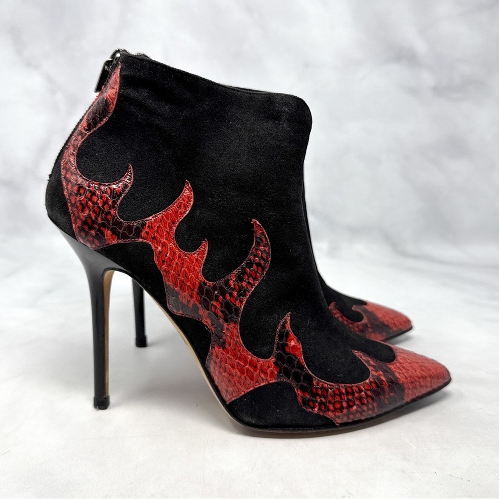 Jimmy Choo Jimmy Choo VTG Fire Flames Snakeskin Pointed Toe Ankle Boots Size US 5.5 / IT 35.5 - 3 Thumbnail