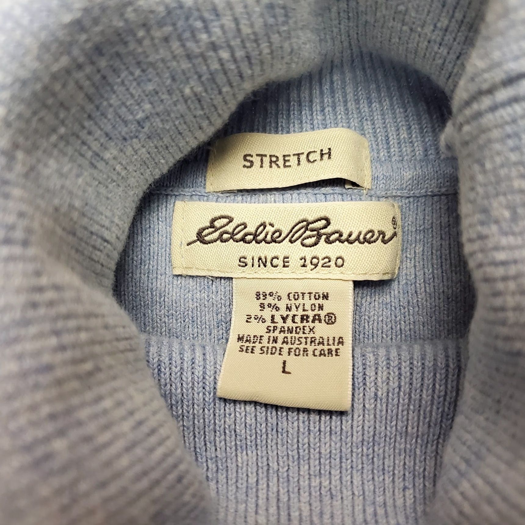 Ralph Lauren VTG Eddie Sweater Women L Blue Long Sleeve Turtleneck Casual Stretch Knit Pullover Classic Cotton Nylon Spandex Vintage Size L / US 10 / IT 46 - 5 Thumbnail
