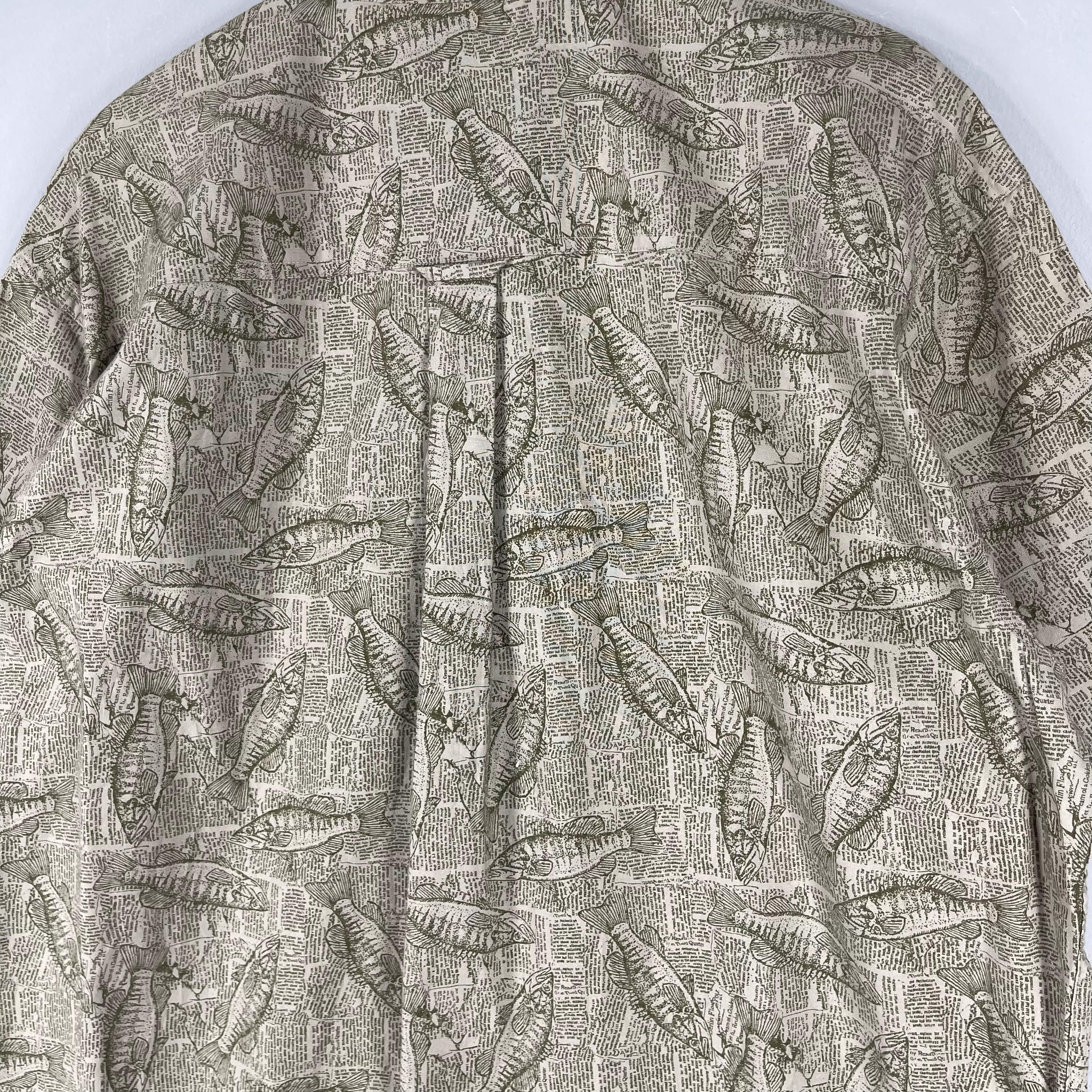 Japanese Brand Vintage WOOLRICH Abstract Freswater Bass Overprint Shirt Size US L / EU 52-54 / 3 - 9 Thumbnail