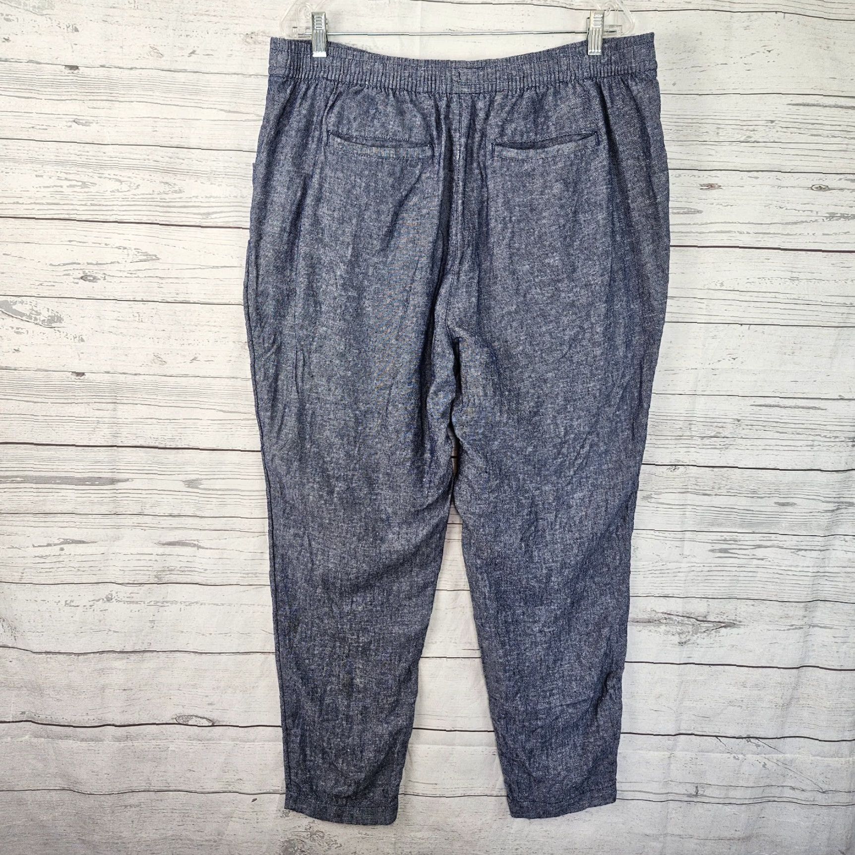 Old Navy Old Navy Womens Ankle Pants Pull On High Rise Sz Large Blue Linen Blend Size 36" / US 14 / IT 50 - 3 Thumbnail