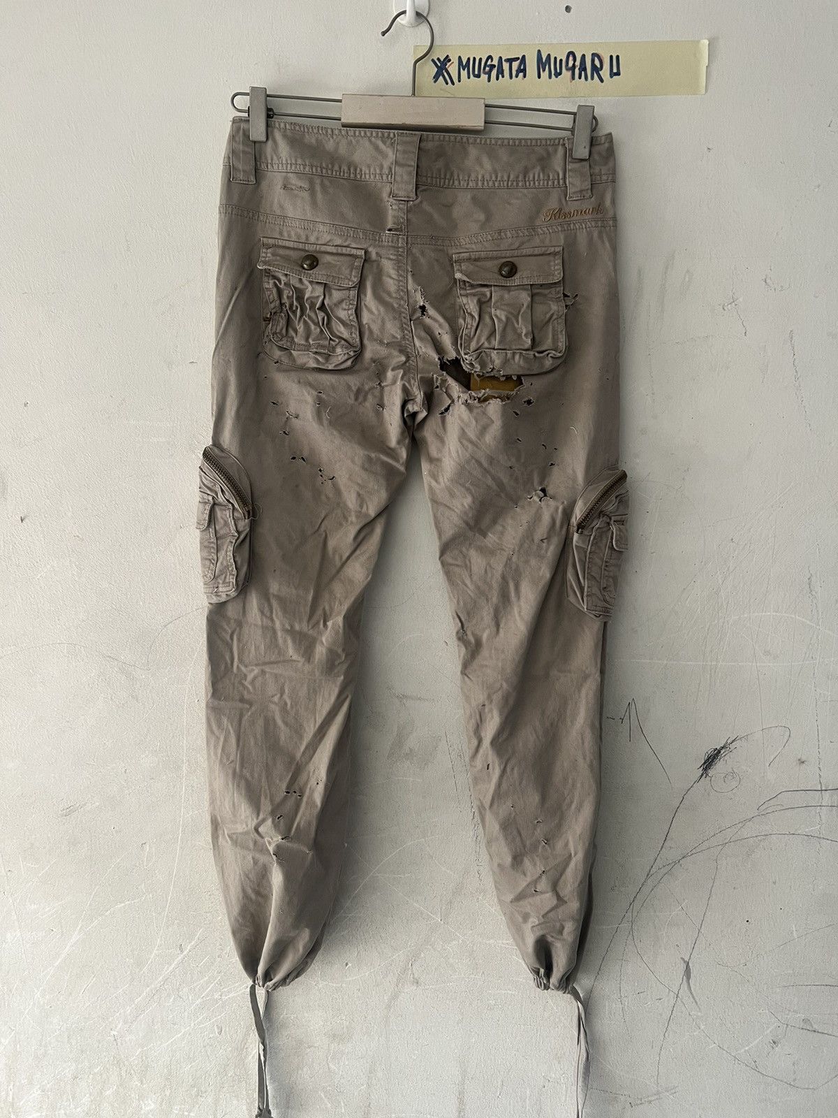 Hysteric Glamour THRASHED🔥KISSMARK DRAWSTRING CARGO 3D PANT Size US 29 - 9 Thumbnail