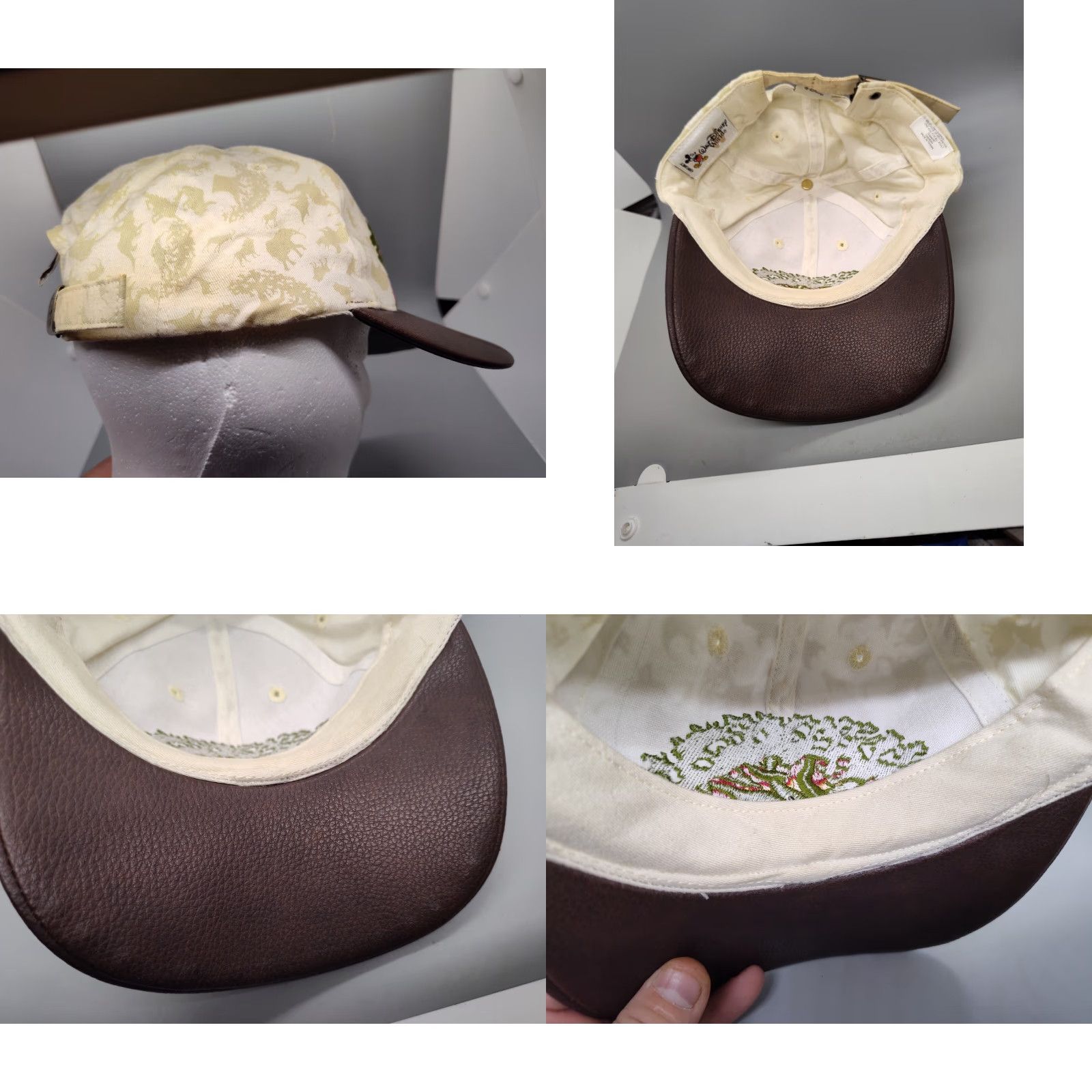 Vintage VINTAGE 90s Disney Animal Kingdom Faux Leather Baseball Cap One Size Brown Embroidered Dragon Unisex Size ONE SIZE - 8 Thumbnail