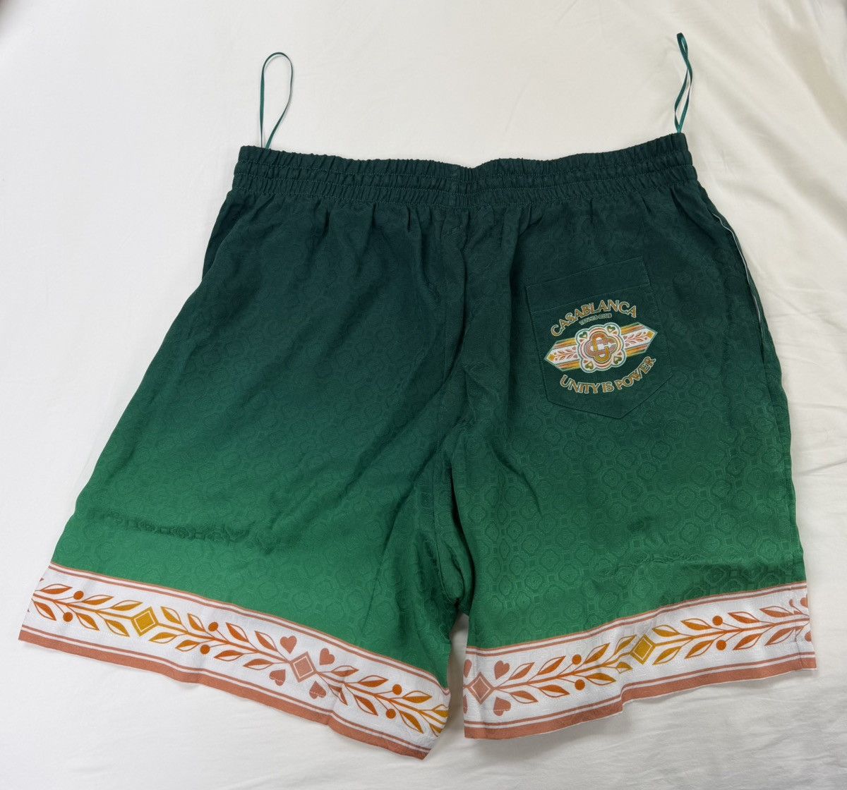 Casablanca Drawstring Silk Shorts Unity Is Power Green Size US 38 / EU 54 - 3 Thumbnail