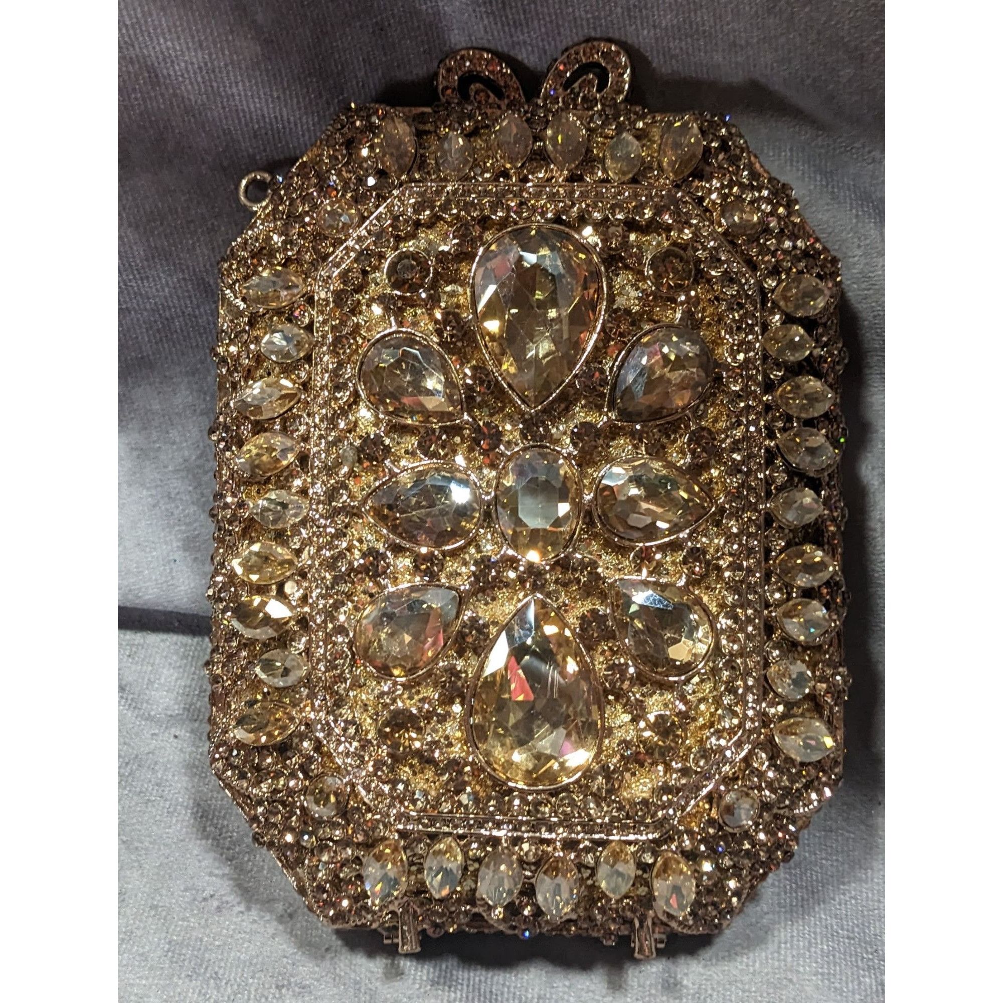 Other Luxury Rhinestone Encrusted Evening Bag Gold Tone With Remov Size ONE SIZE - 16 Thumbnail
