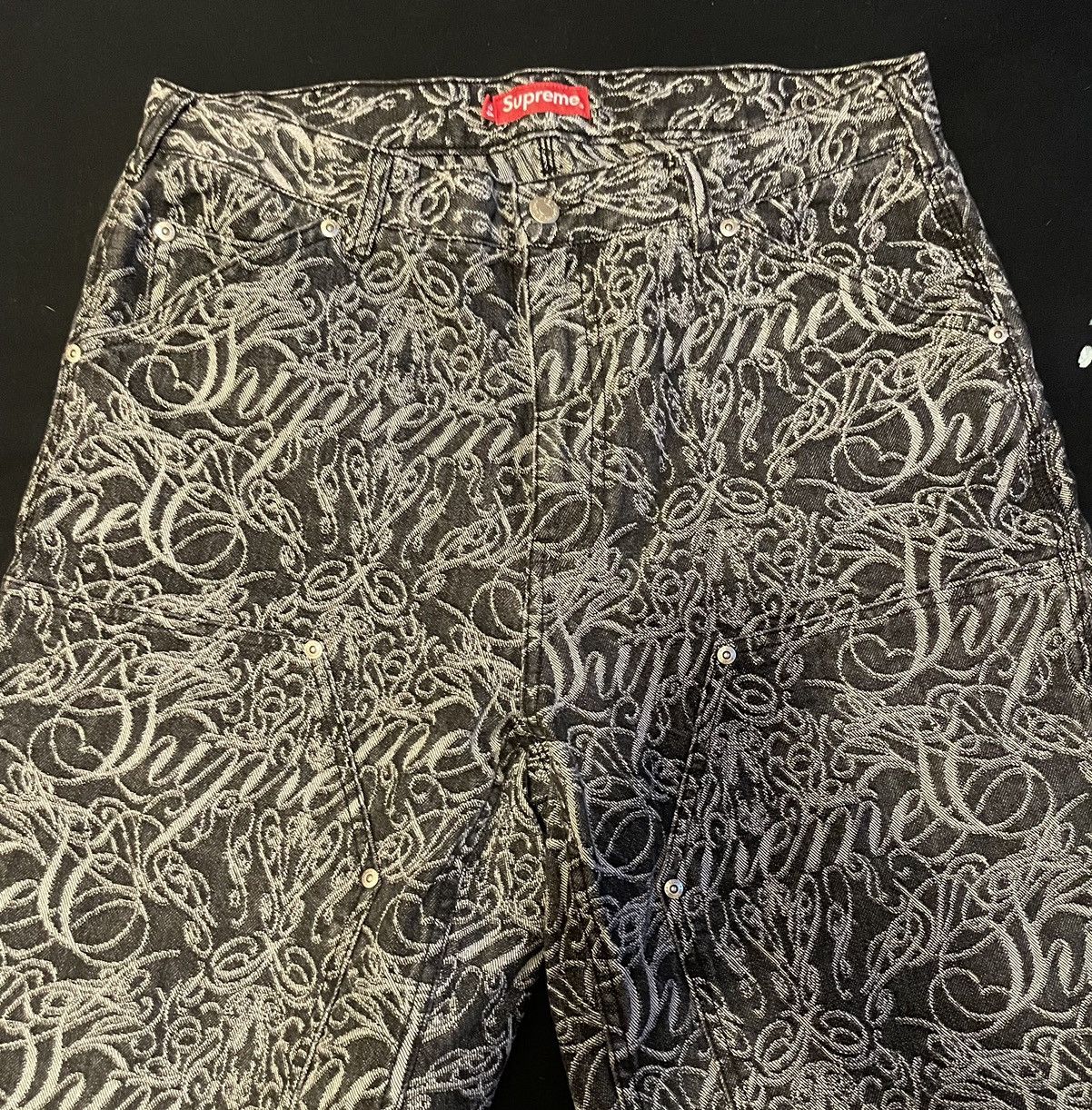 Supreme Supreme Script Jacquard Double Knee Denim | Grailed Supreme Supreme Script Jacquard Double Knee Denim | Grailed
