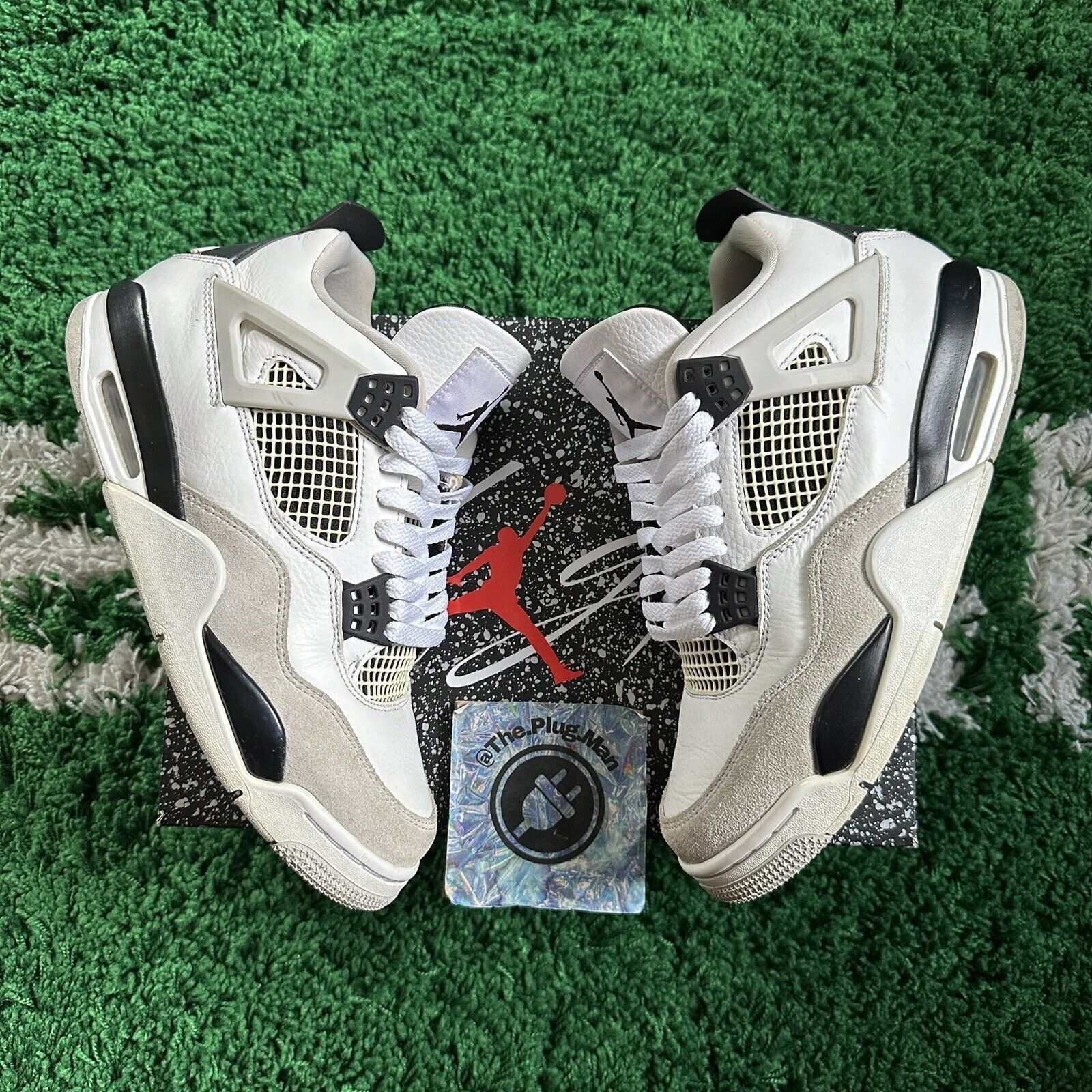 image of Jordan Brand 4 Retro Mid Military Black Shoes in White, Men's (Size 8)