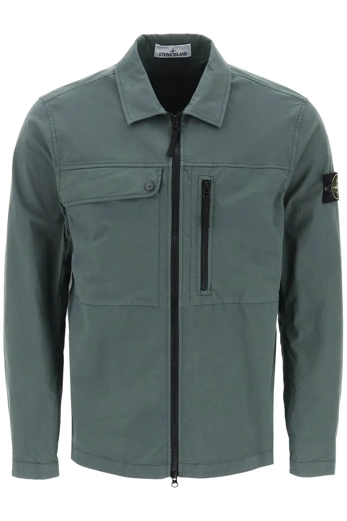 image of Stone Island O1S22I1N0524 Supima Cotton Twill Jacket In Green, Men's (Size Small)