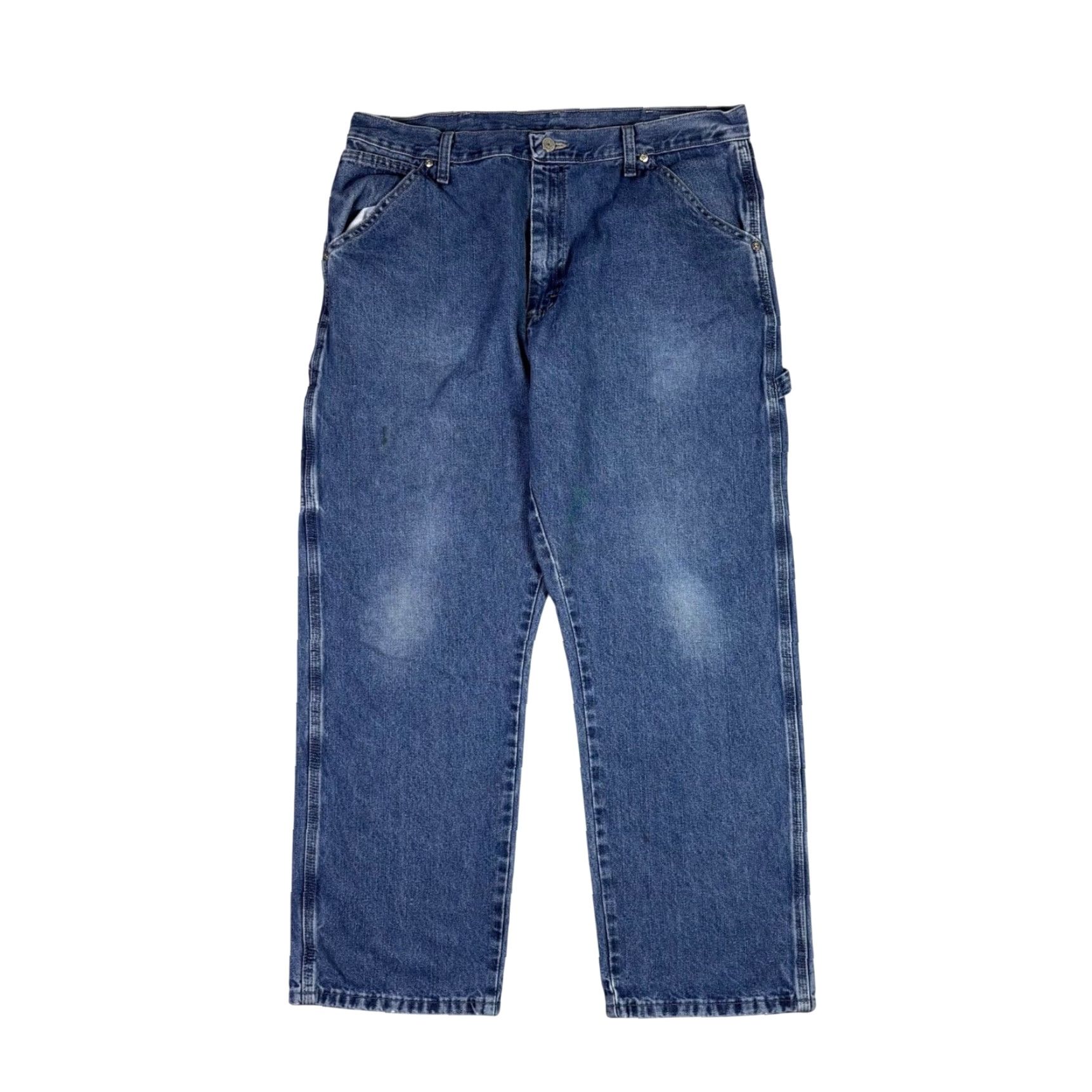 Wrangler VINTAGE Wrangler Carpenter Jeans Blue Denim Regular Fit Mens Size 34x30 Distressed 90s Size US 34 / EU 50 - 2 Thumbnail