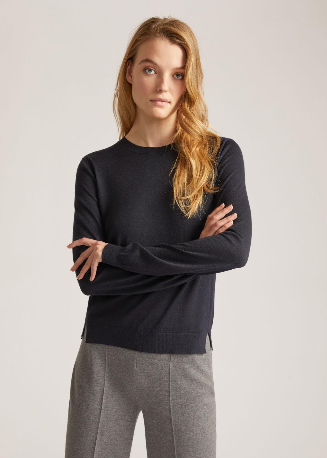 Loro Piana o1srvl11e0125 Burford Crewneck Sweater in Navy Blue Size XS / US 0-2 / IT 36-38 - 5 Thumbnail
