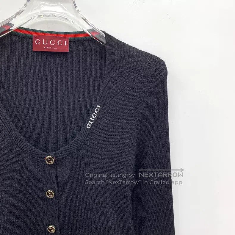 Gucci Gucci 24 black wool single-breasted long-sleeved knitted c Size L / US 10 / IT 46 - 3 Thumbnail