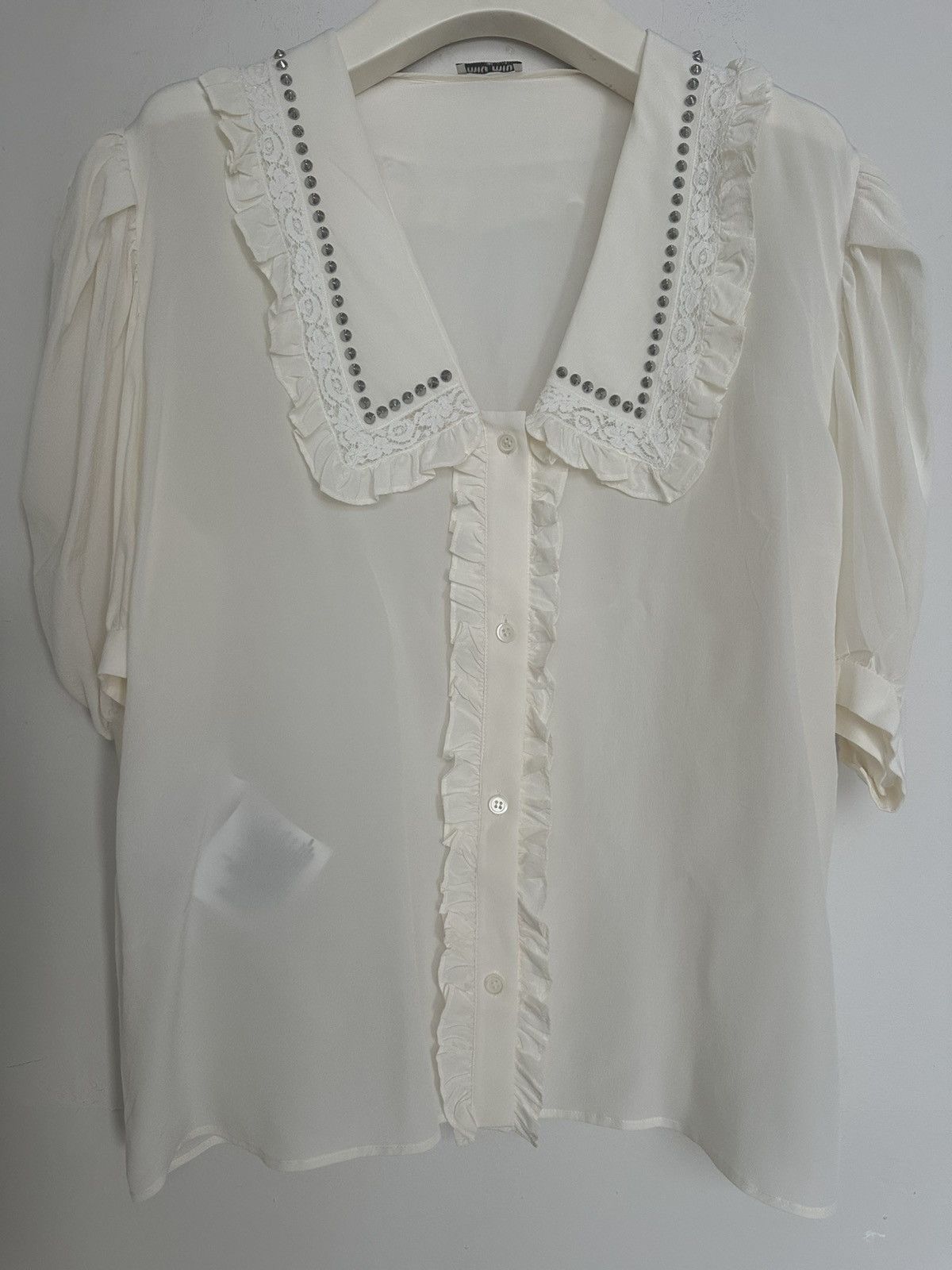 Miu Miu Miu Miu 2021 Studded Silk Blouse Size M / US 6-8 / IT 42-44 - 3 Thumbnail