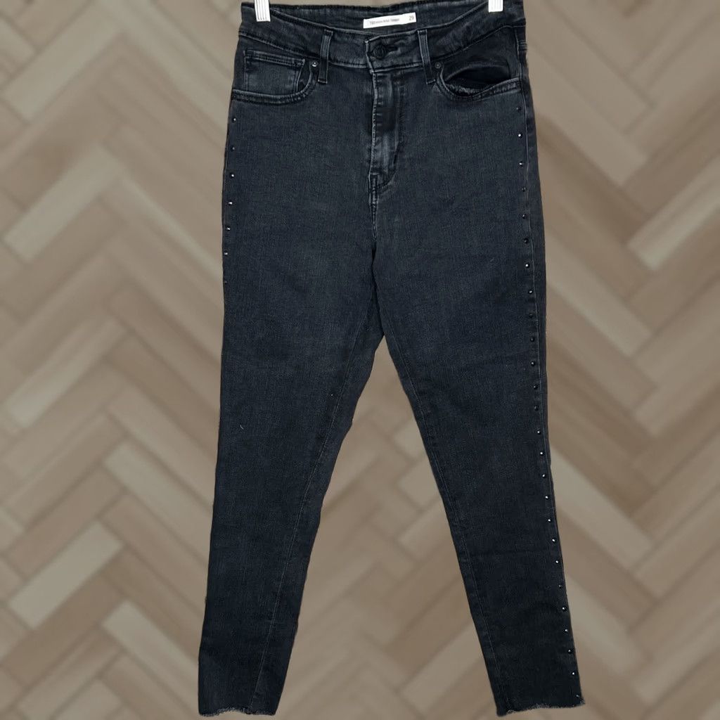 Levi's Levi's 721 High Rise Skinny Jeans 29 Black Denim Women Slim Stretch Pockets Zipper Button 5-Pocket Vintage No Lipet Style 700 Series Mens? Size 29" - 1 Thumbnail
