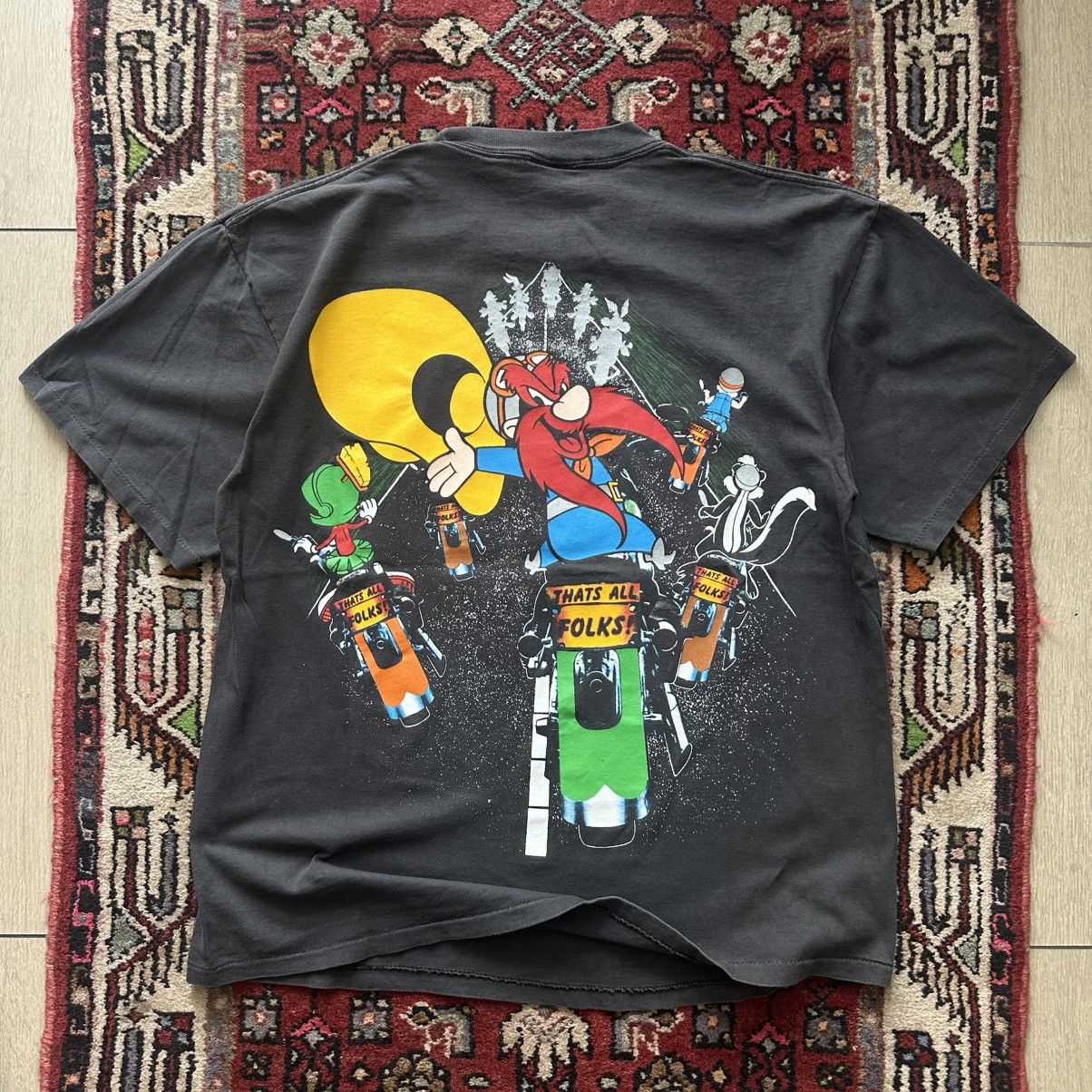 Vintage 1993 Harley Davidson Looney Tunes Biker Vintage Double Sided Size US XL / EU 56 / 4 - 6 Thumbnail