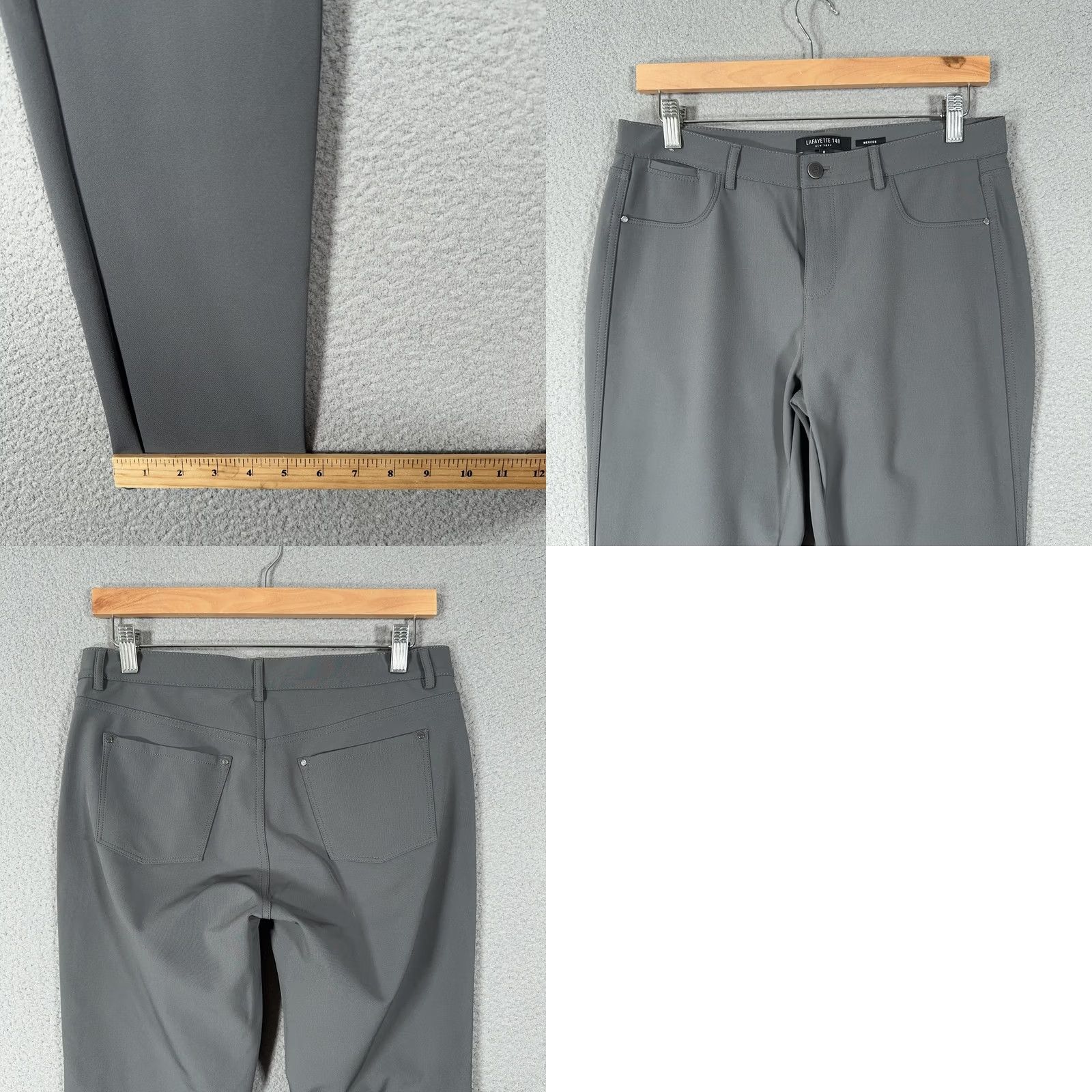 Vintage Lafayette 148 New York Mercer Pants Women 8 Gray Acclaimed Stretch Slim Trousers Size 30" / US 8 / IT 44 - 8 Thumbnail
