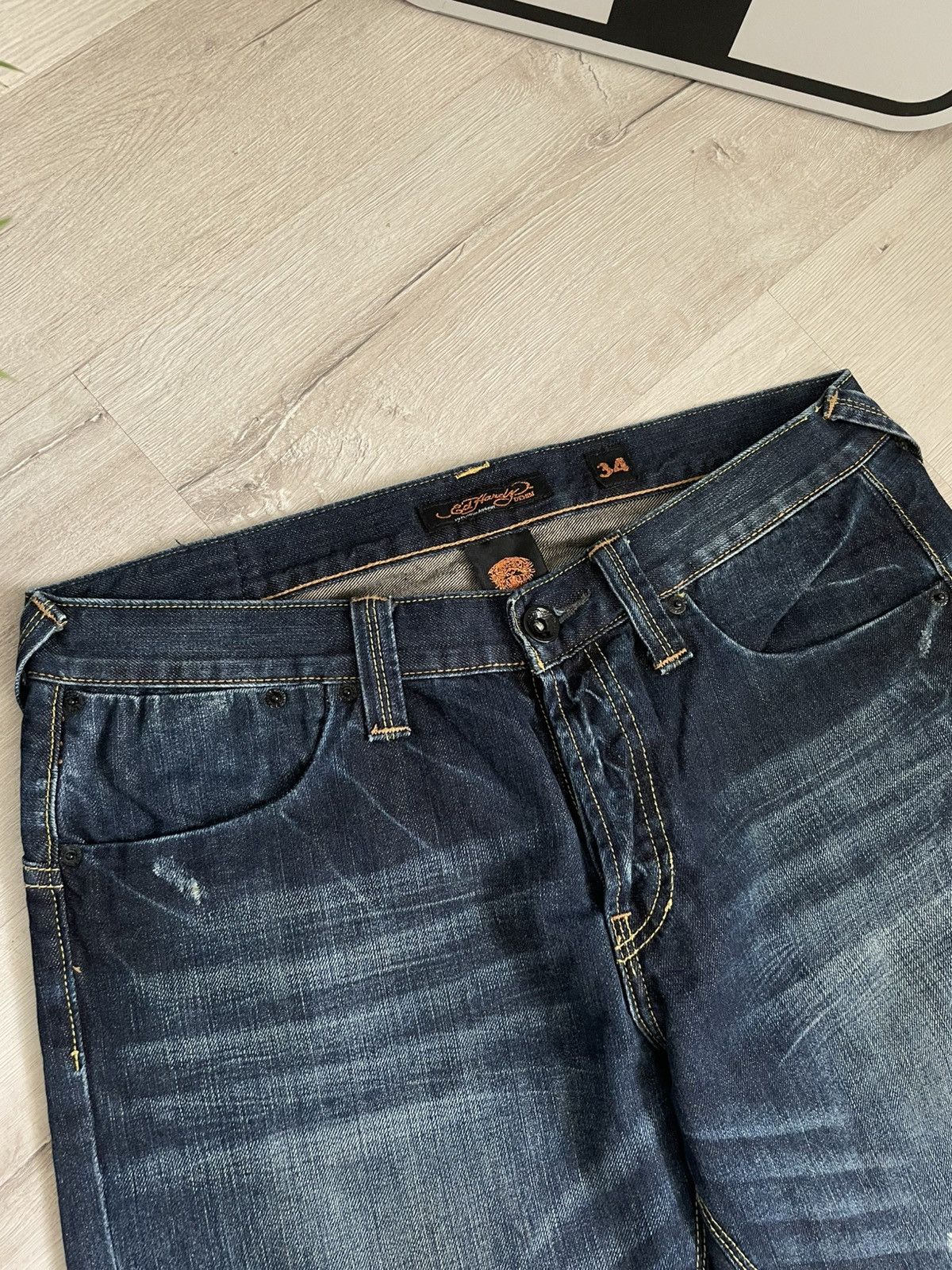 Ed Hardy Y2k Vintag Ed Hardy by Christian Audigier Jeans Washed Denim Size US 34 / EU 50 - 6 Thumbnail