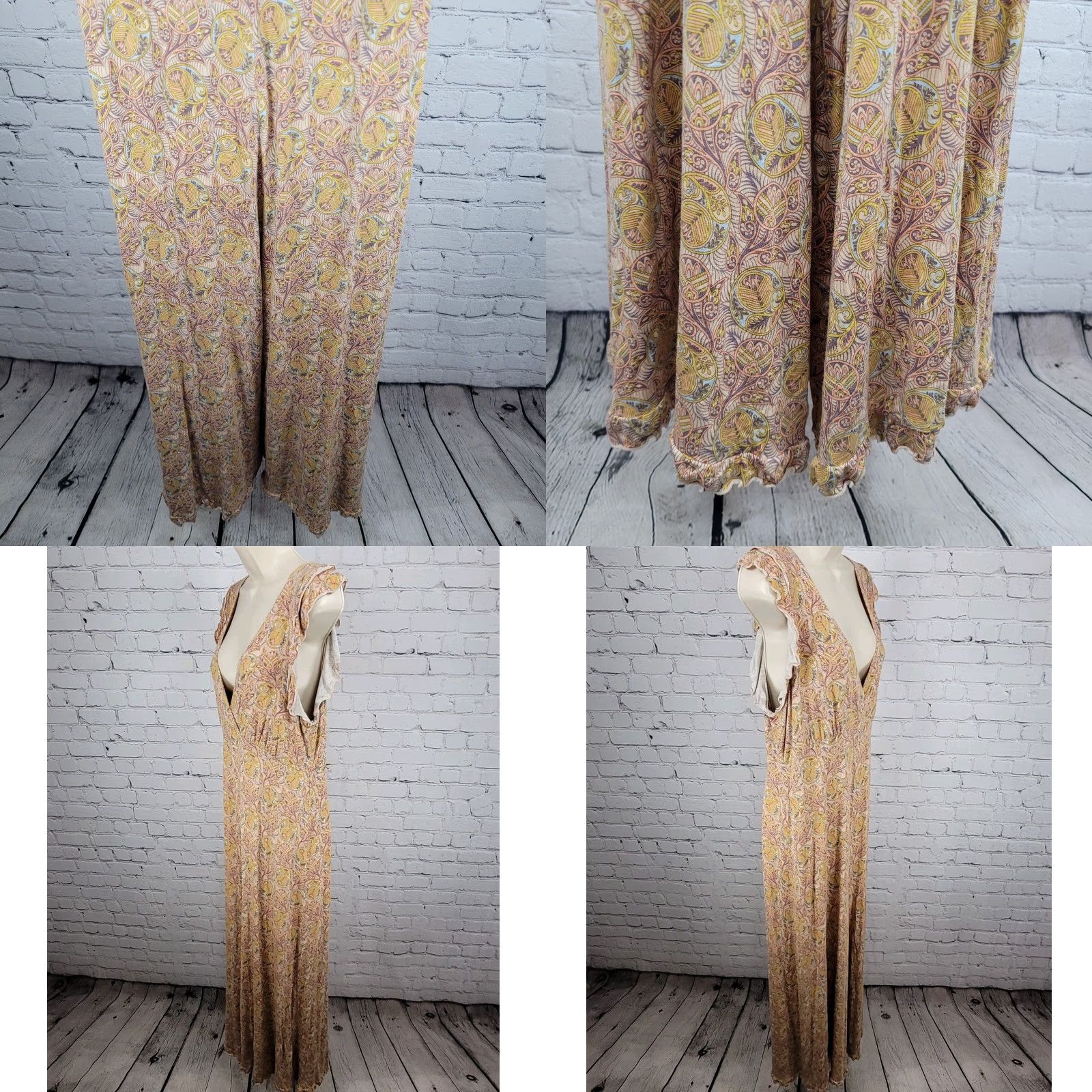 Anthropologie Anthropologie Multicolor Print Boho Stretch Short Sleeve Jumpsuit Medium Size 32" / US 10 / IT 46 - 8 Thumbnail