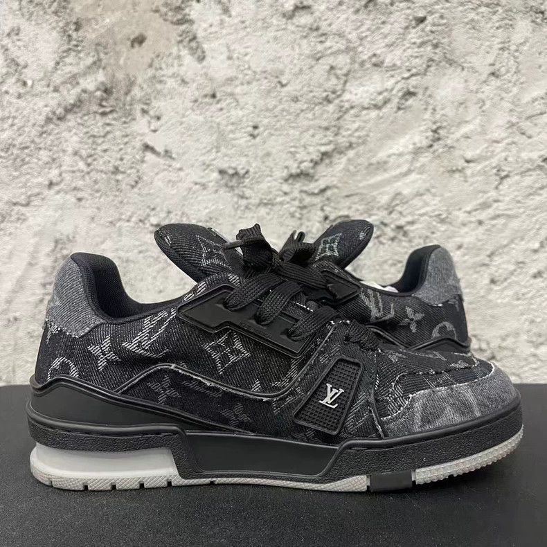 Louis Vuitton Louis Vuitton LV Trainer Black Denim Sneakers -2505 Size US 5 / EU 37 - 4 Thumbnail