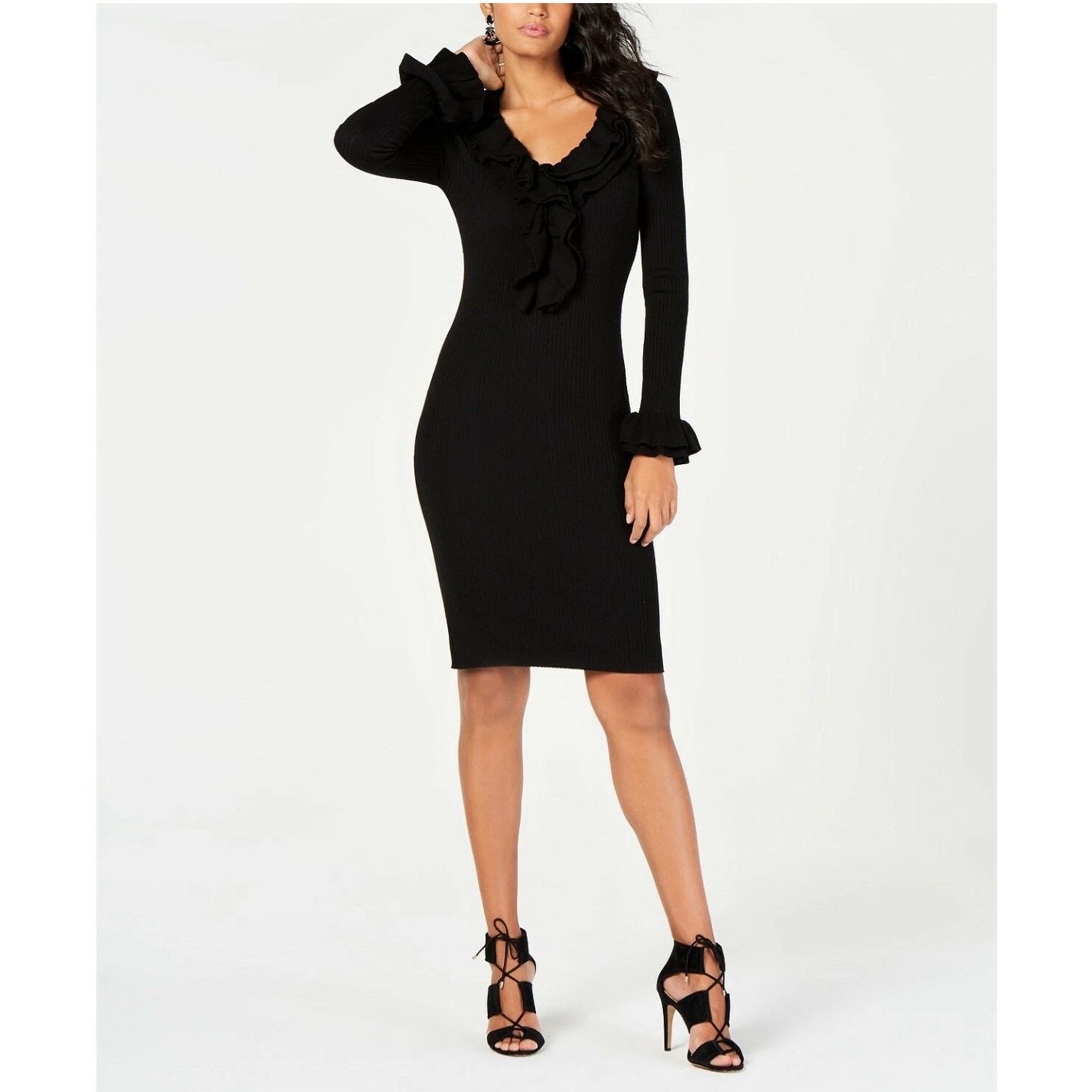Trina Turk NWOT $328 Trina Turk Quill Ruffle Sweater Dress Black S Size S / US 4 / IT 40 - 2 Thumbnail