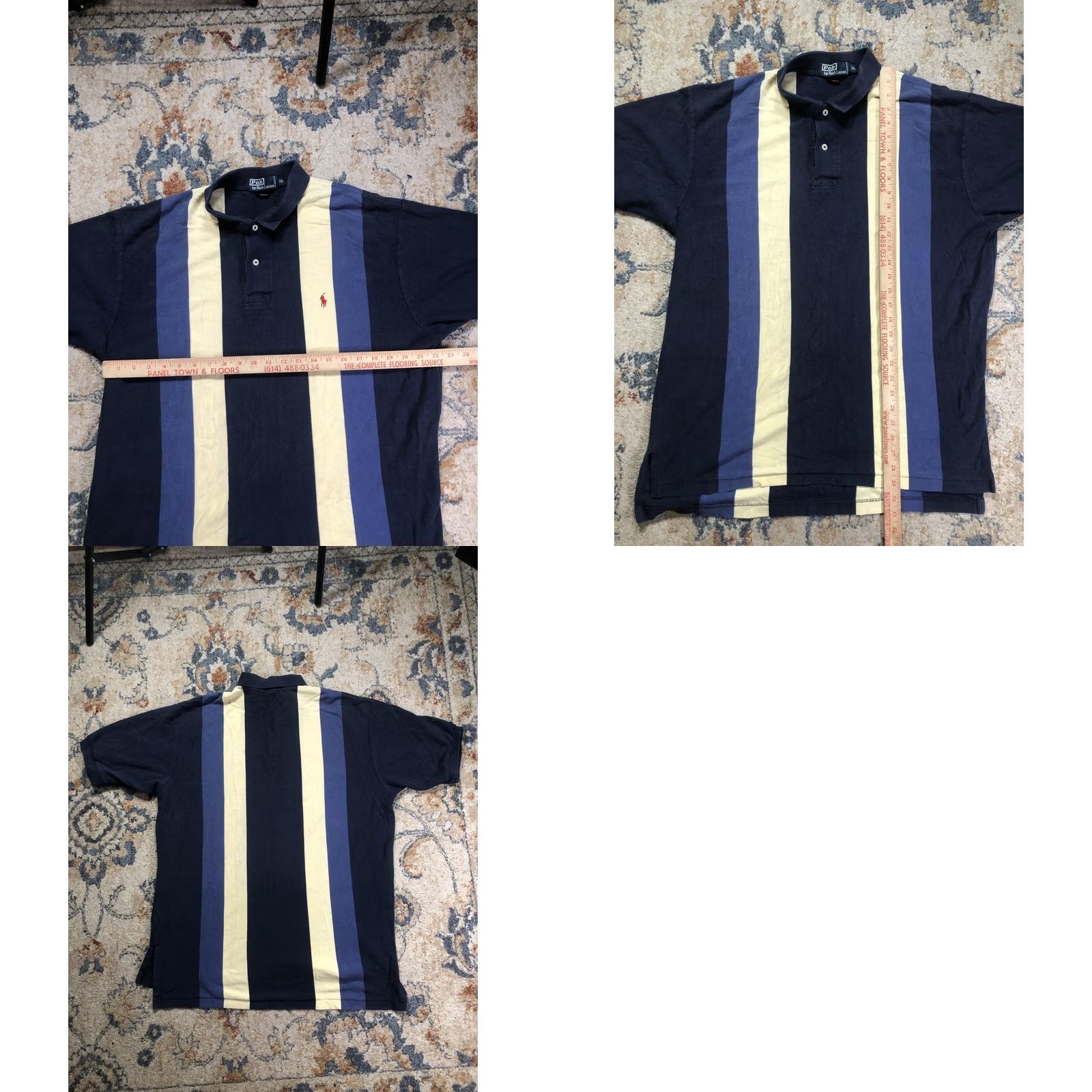 Polo Ralph Lauren Polo by Ralph Lauren Polo Shirt Mens XL Navy Yellow Stripe Pony Logo Casual Size US XL / EU 56 / 4 - 8 Thumbnail