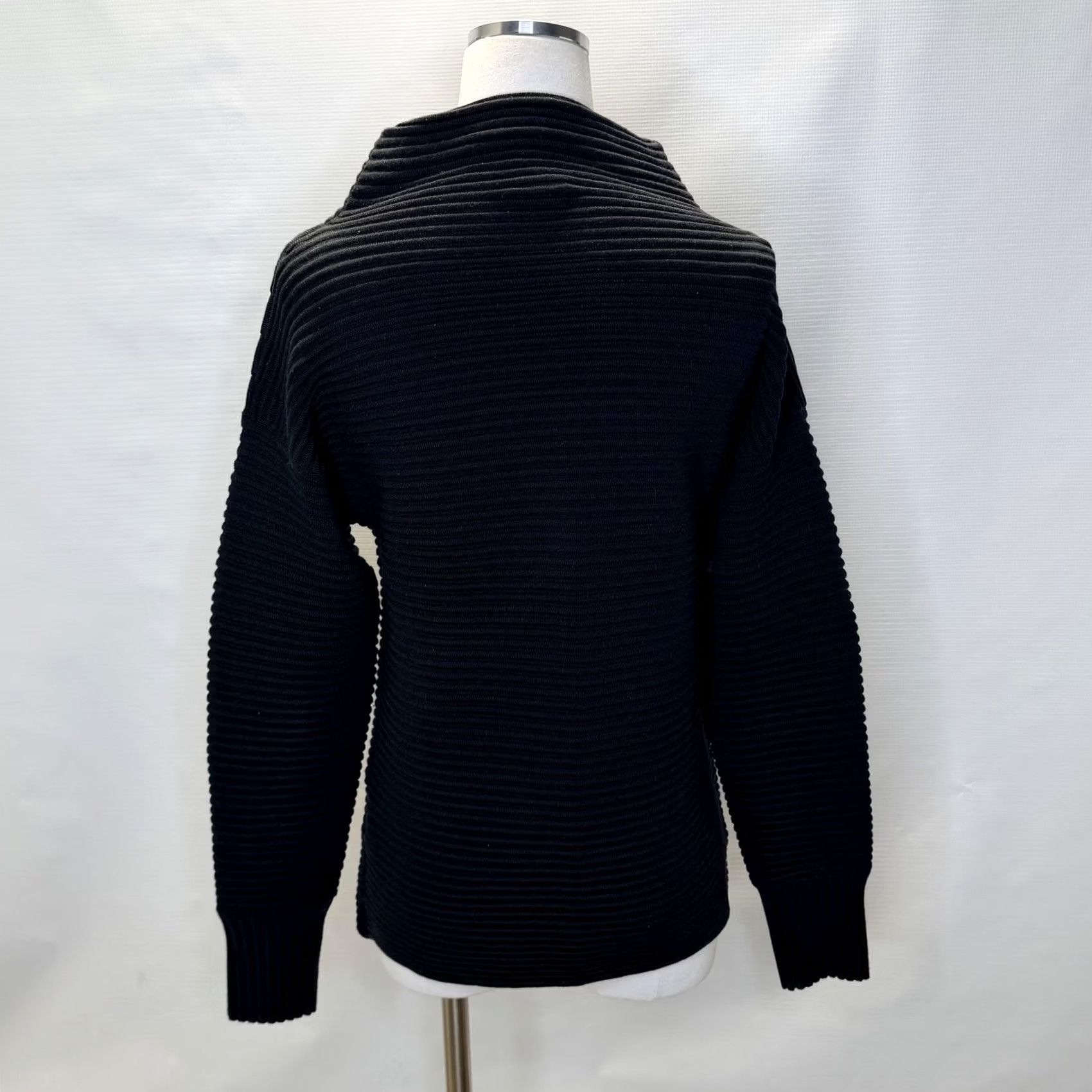 Reiss REISS Sweater Pullover Womens Small Black Ribbed Textured Mock Neck Wool Blend Knit Pullover Size S / US 4 / IT 40 - 3 Thumbnail