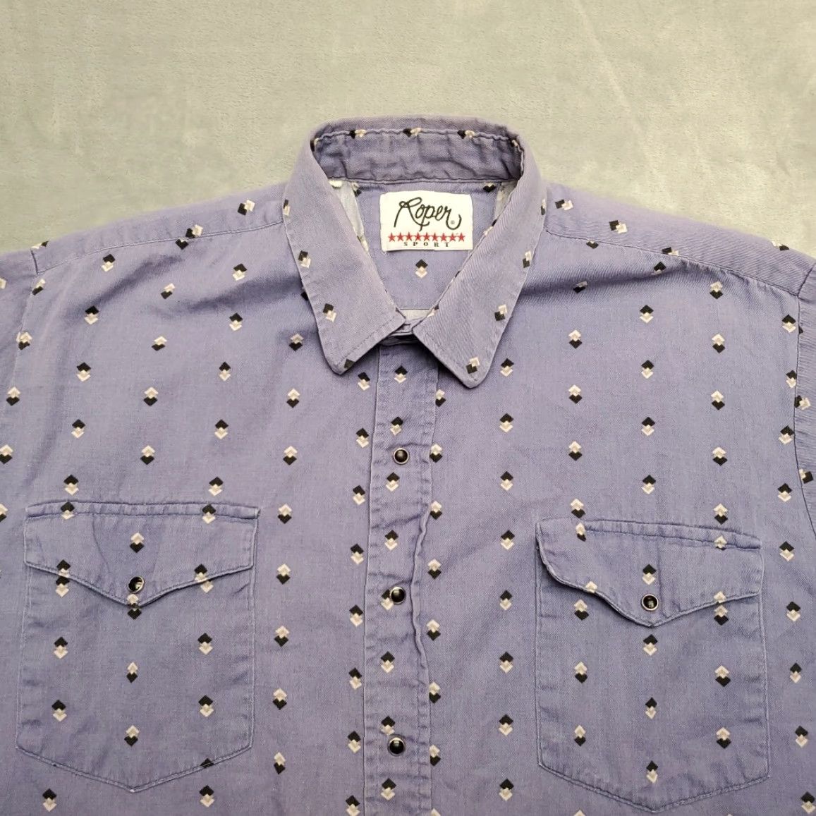 Roper VINTAGE Roper Sport Shirt Mens XL Blue Geometric Long Sleeve Pearl Snap Western Shirt Cortal Size US XL / EU 56 / 4 - 2 Thumbnail
