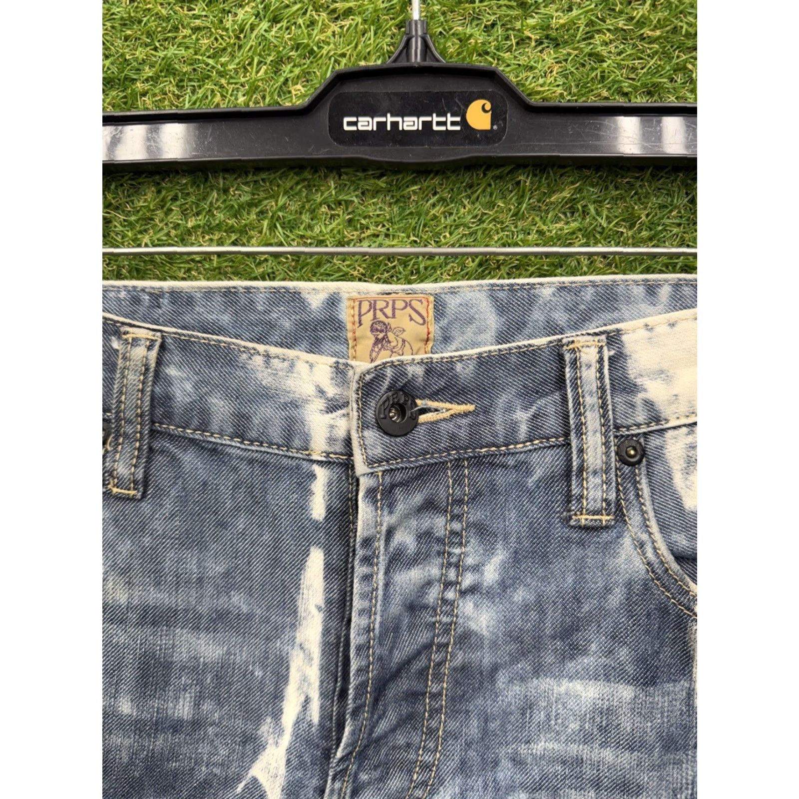 Prps PRPS Jeans Mens 32 Faded Distressed Stretch Denim Blue 90s Designer Jeans Slim Straight Regular 5-Pocket City Grunge Hipster Size US 32 / EU 48 - 4 Thumbnail