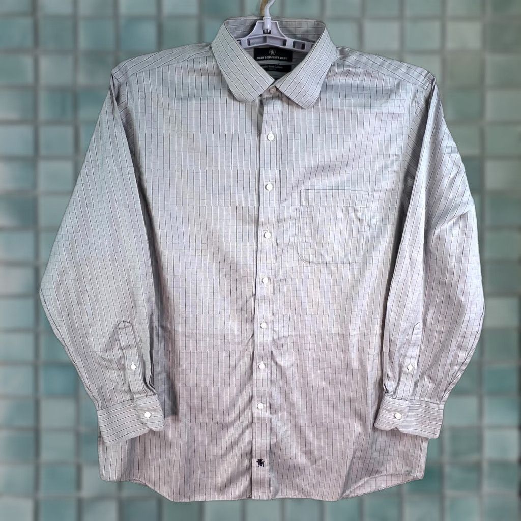 Hart Schaffner Marx Hart Schaffner Marx Shirt Adult 17.5 Blue Long Sleeve Button-Up Mens Size US XL / EU 56 / 4 - 1 Thumbnail