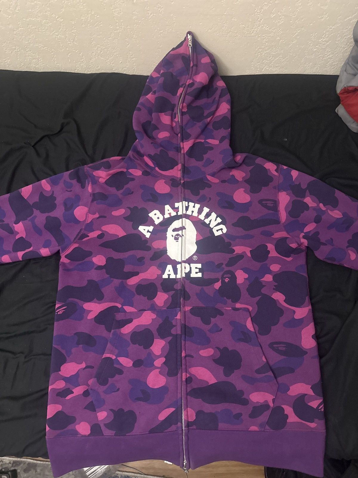 image of Bape Color Camo College Full Zip Hoodie in Purple, Men's (Size 2XL)