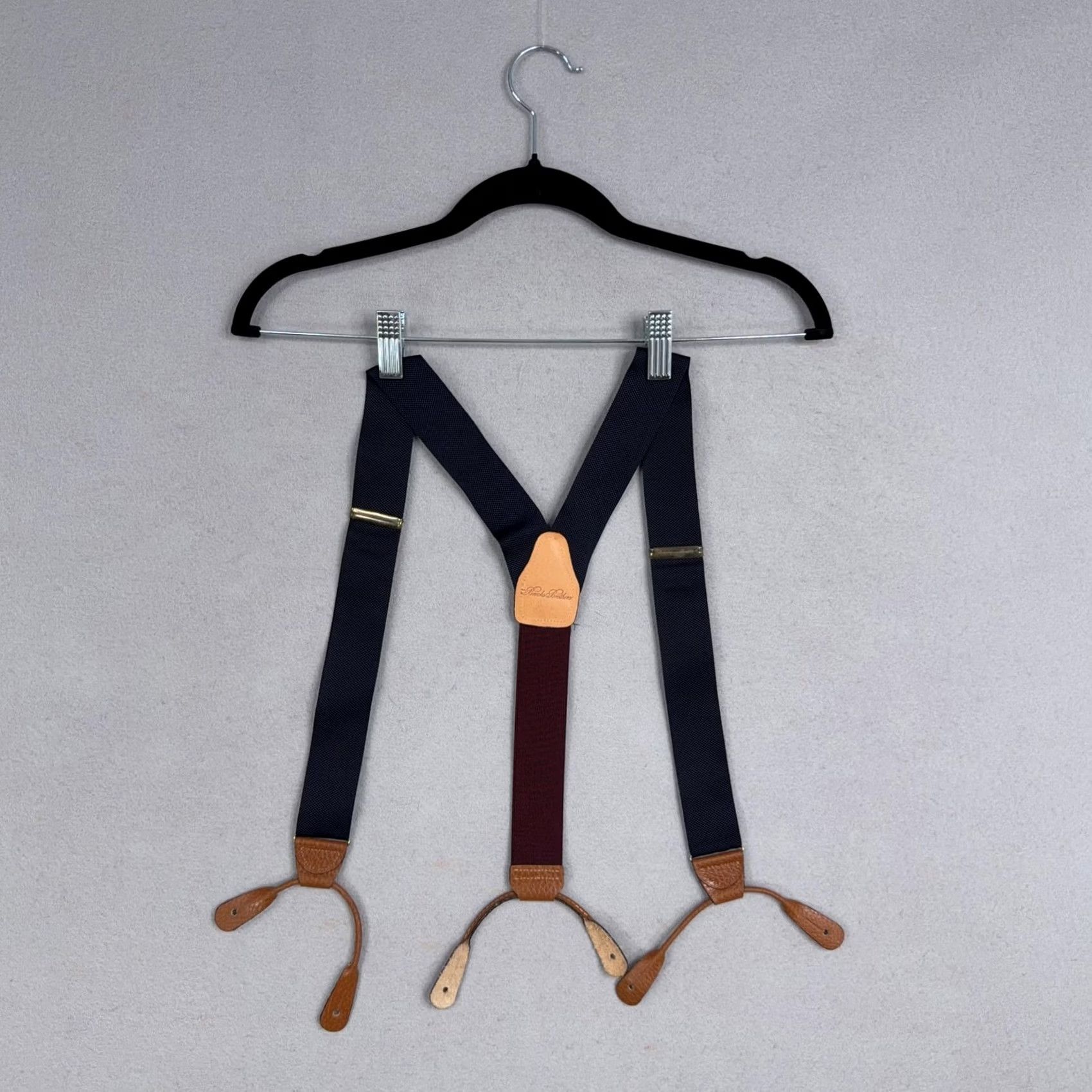 Brooks Brothers Brooks Brothers Mens Suspenders One Size Blue Elastic Leather Adjustable Size ONE SIZE - 5 Thumbnail