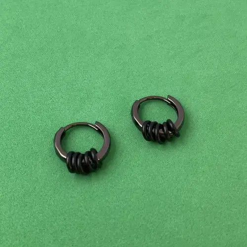 Designer × Jewelry Small Hoop Earrings for Men Women,Black Hoop Earrings Size ONE SIZE - 4 Thumbnail