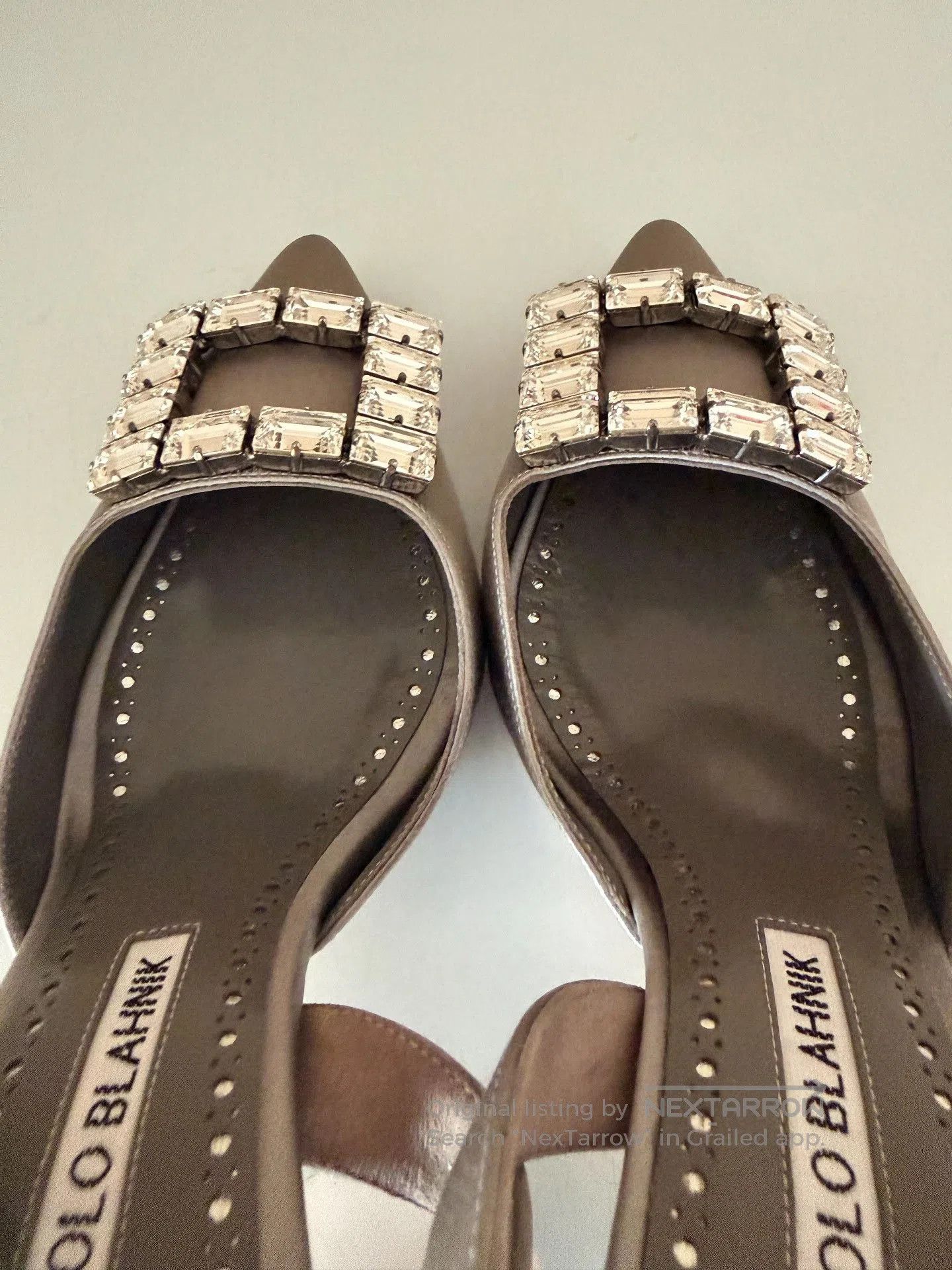 Japanese Brand Manolo Blahnik Champagne Satin Heel Sandals. Size US 6 / IT 36 - 6 Thumbnail