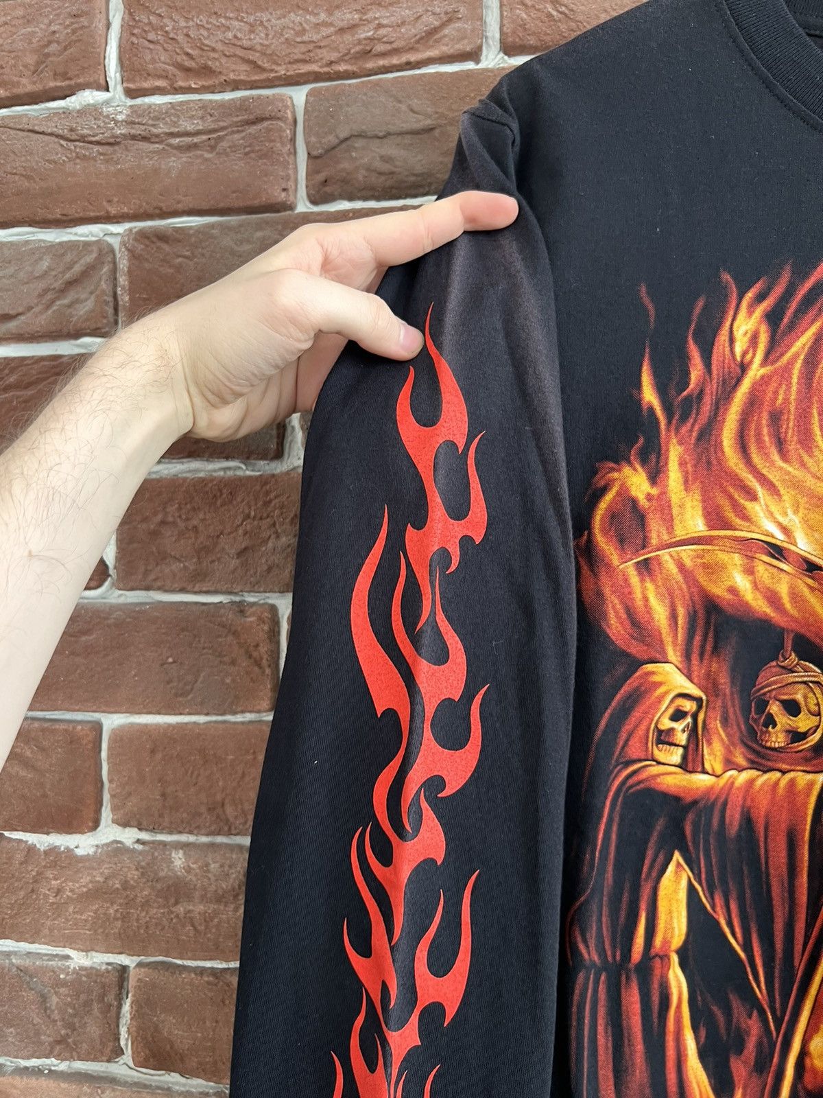 Hype × Streetwear × Vintage Vintage 90s Flames Sleeves Longsleeve Hype  Streetwear Drip | Grailed