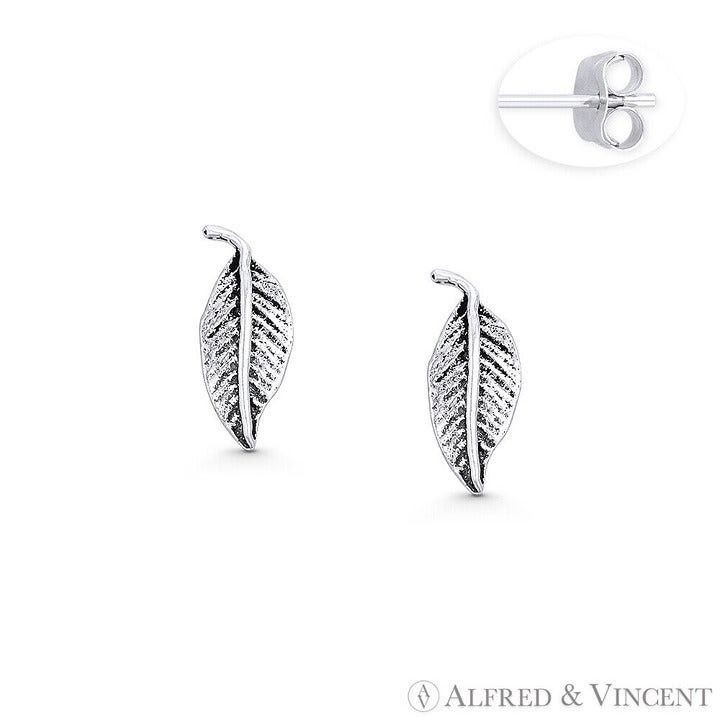Other Leaf Charm Stud Earrings in Oxidized .925 Sterling Silver Size ONE SIZE - 1 Preview