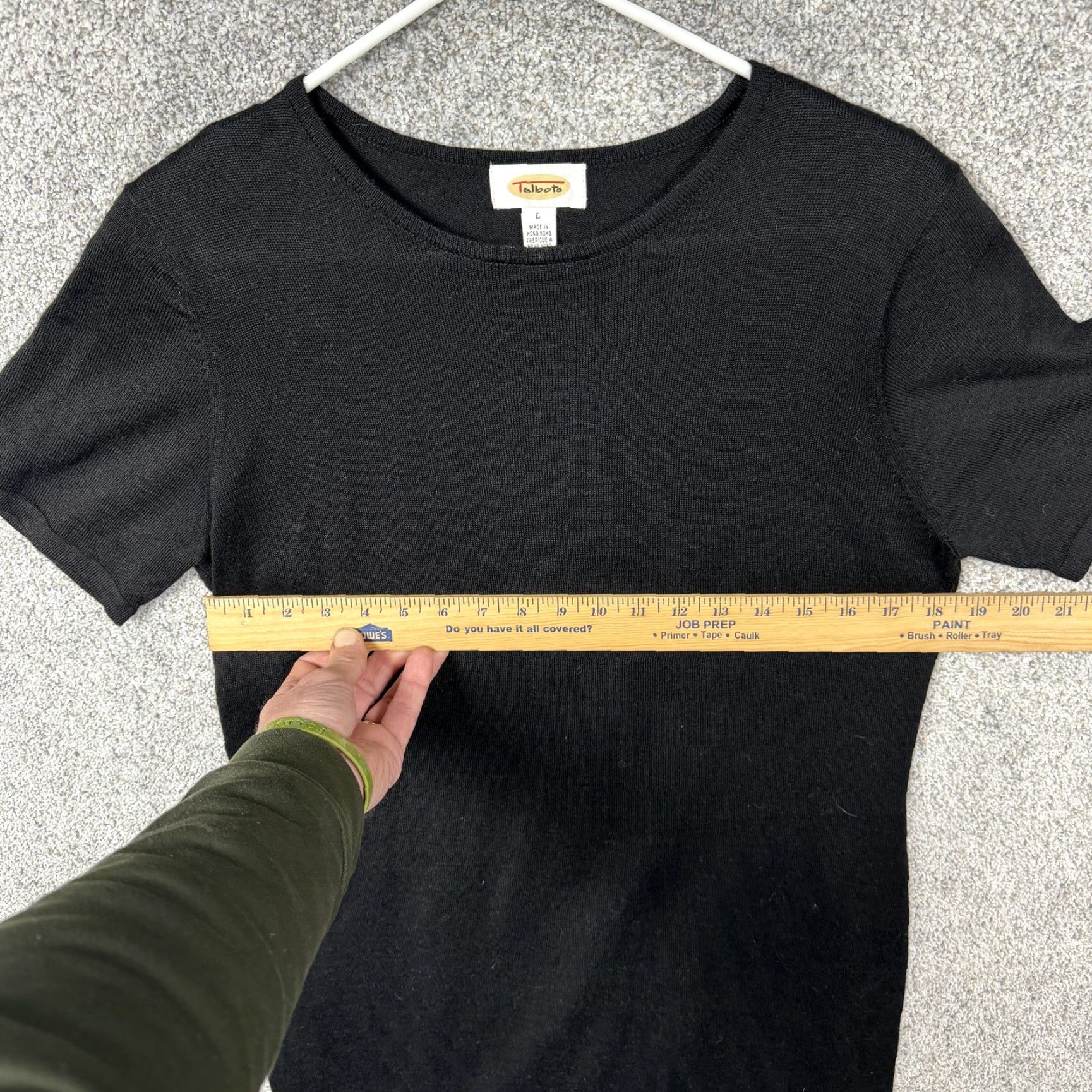 Talbots VINTAGE Talbots Dress Shirt Black Knit 90s Shoulder Pads Short Sleeve Knee Length Womens L Office Casual 90s Gothic Retro Womens Size L / US 10 / IT 46 - 2 Thumbnail